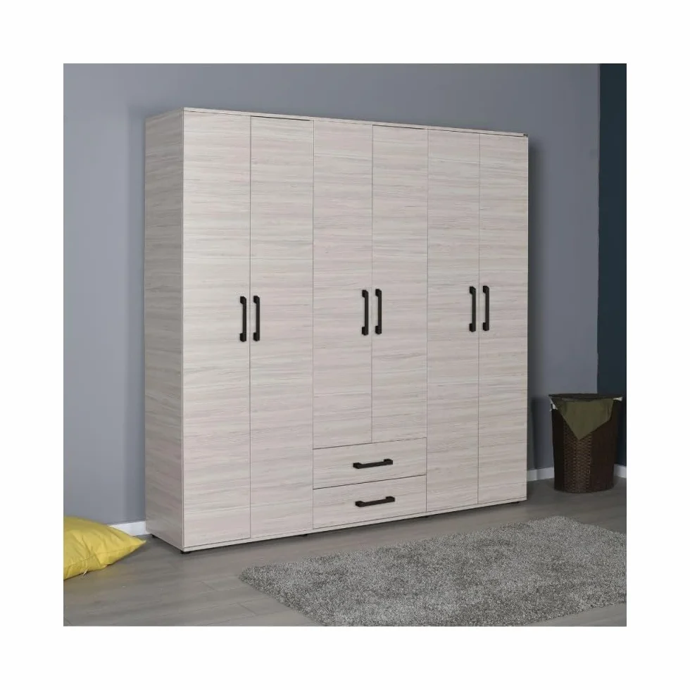 Indomita Armadio 6 ante 2 cassetti rovere 200x45x180H