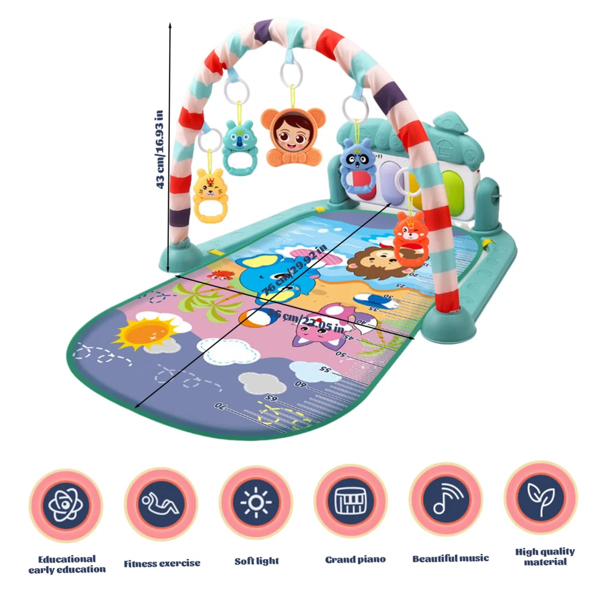 Centro attività per Bambini con Musica e Luce Tappetino da Gioco per palestrina Facile e Sicuro con Pendente a sonaglio