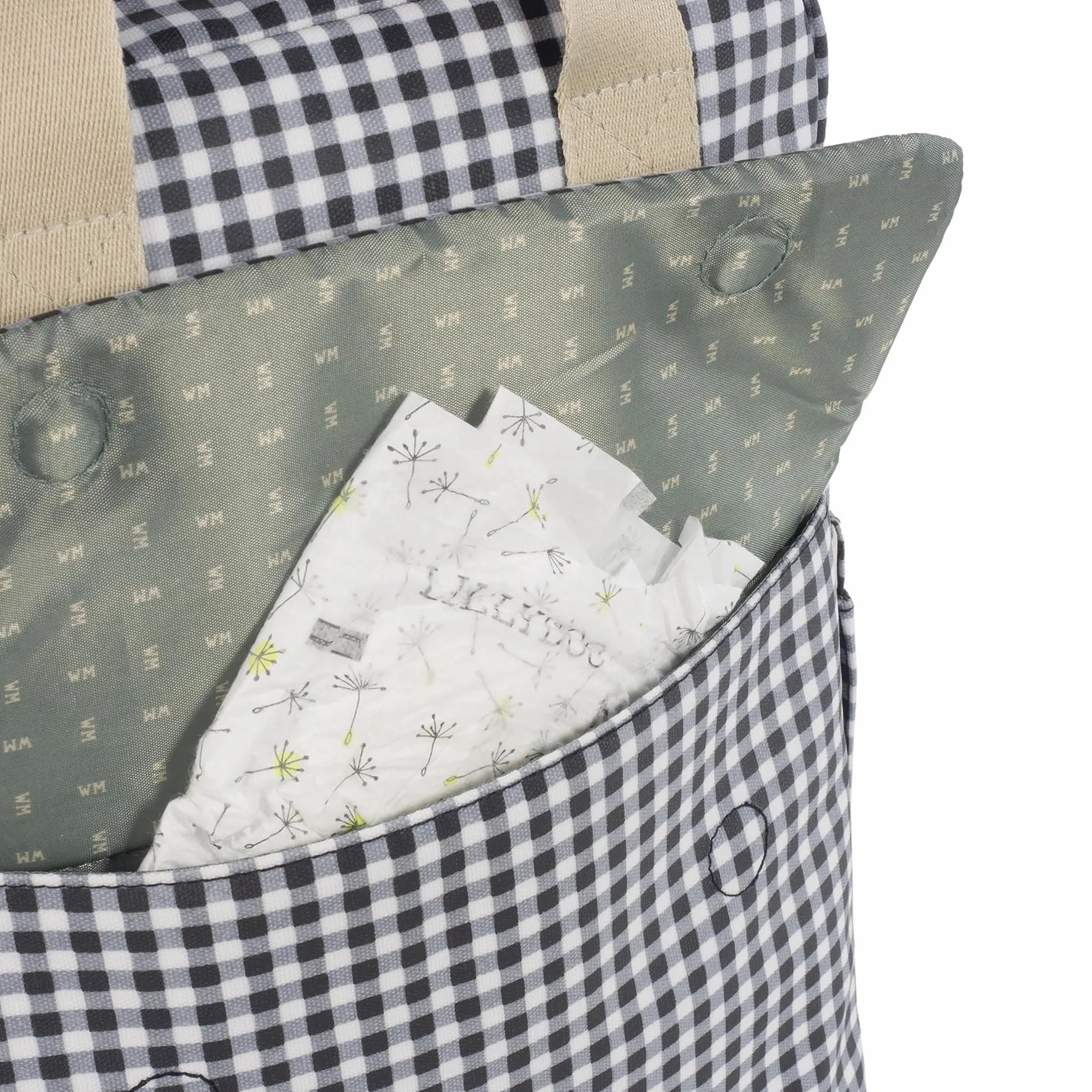 Borsa zaino I Love Vichy per passeggino, nero, 37x28x12 cm