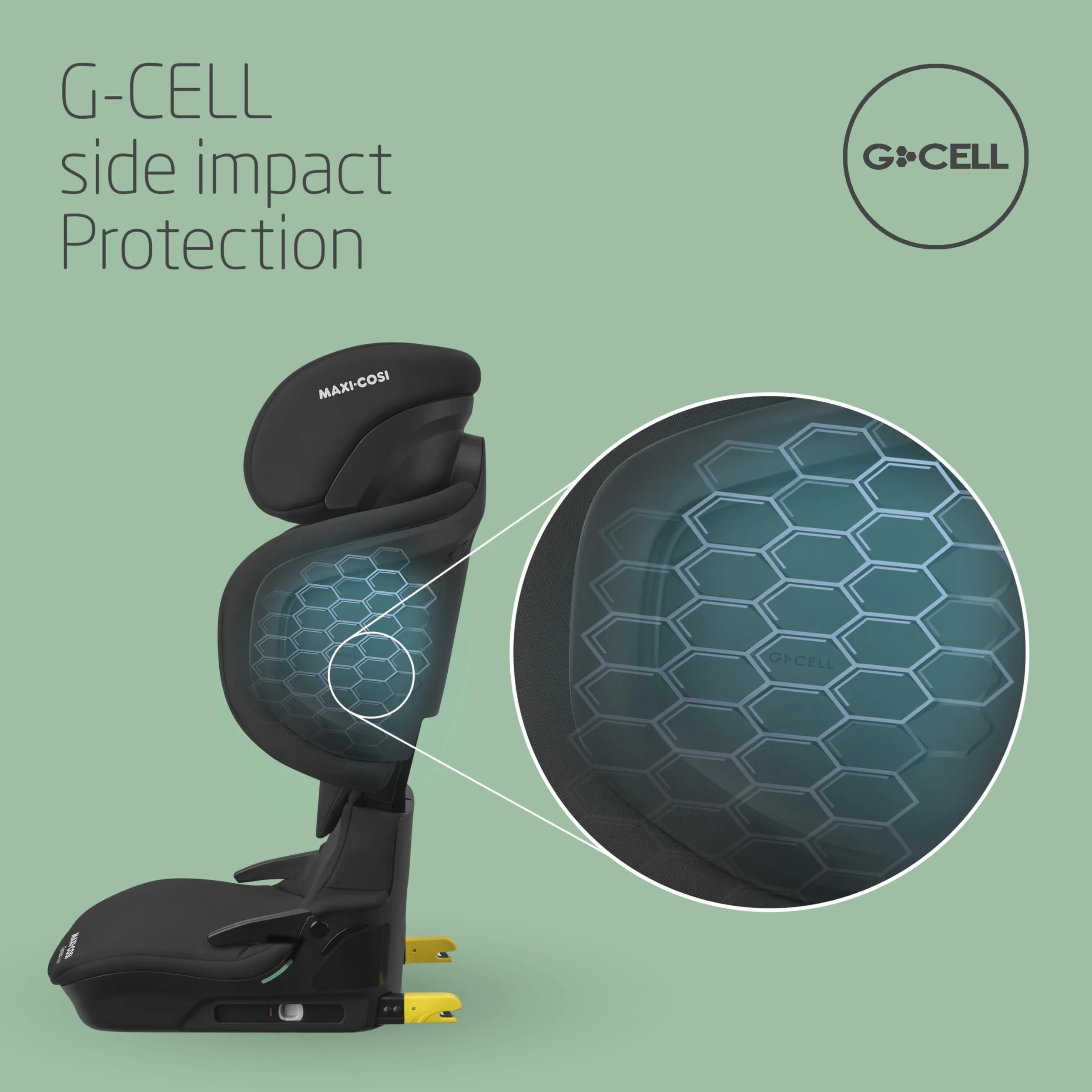 Maxi-Cosi Tanza i-Size Seggiolino auto per bambini 3,5-12 anni, 100-150 cm, Isofix, Seggiolino auto pieghevole compatto, Regolabile in altezza, Protezione dagli impatti laterali G-CELL, Full Black