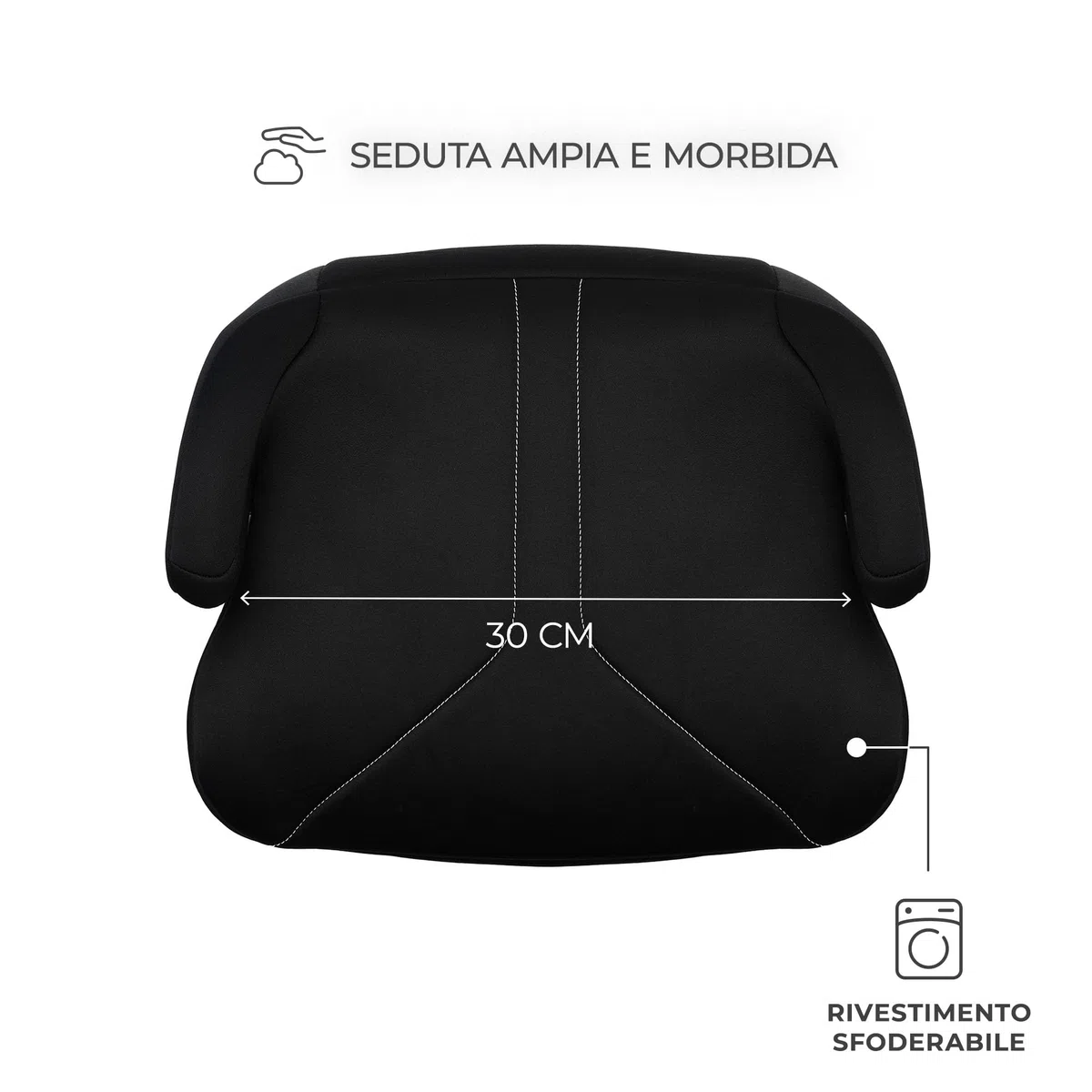 Kinderkraft I-BOOST 2 I-SIZE, Seggiolino auto, 125-150 cm, Seggiolino per Bambini, Seggiolino rialzato per Bambini dai 6 ai 12 Anni, facile da Montare, postura Ergonomica, Schiuma extra, Nero