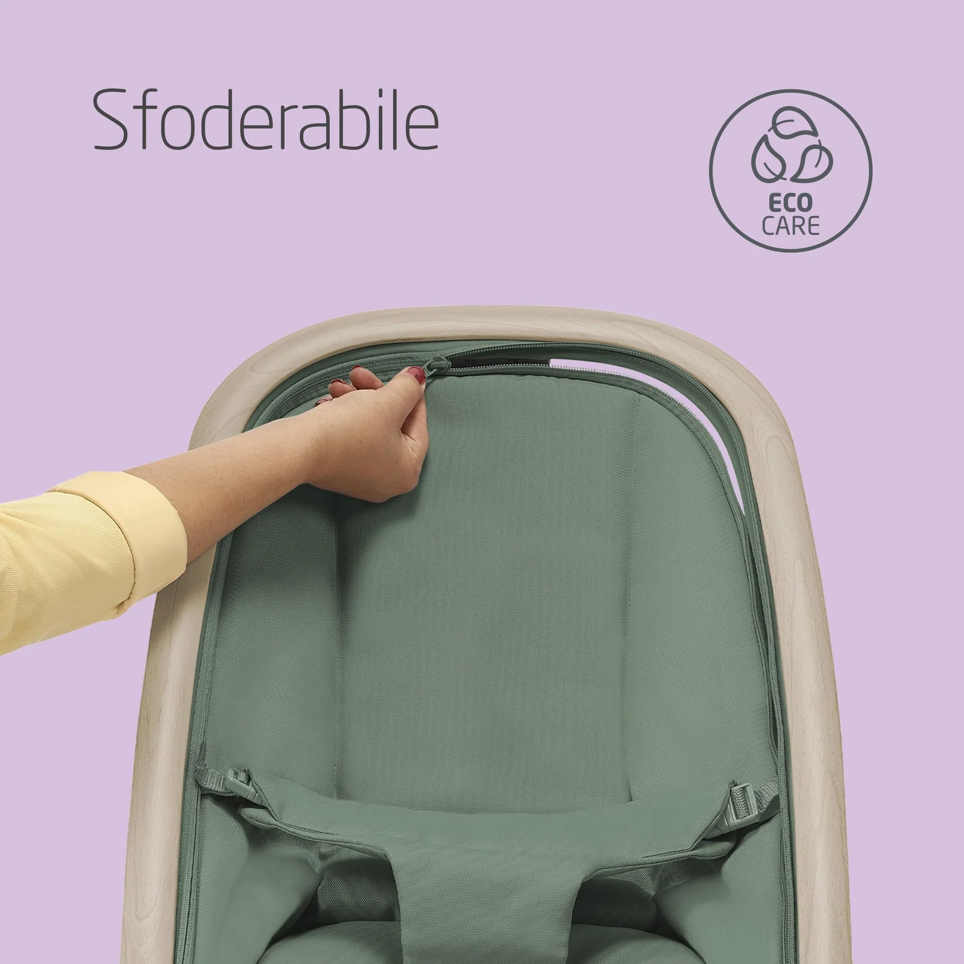 Maxi-Cosi Kori Sdraietta Neonati in Tessuto con Arco Gioco, 0-2 anni, 15 kg, Sdraietta Pieghevole, 3 Posizioni di Reclinabile, Chiusura Compatta, Cinture Easy-in, Chiusura Compatta, Beyond Green