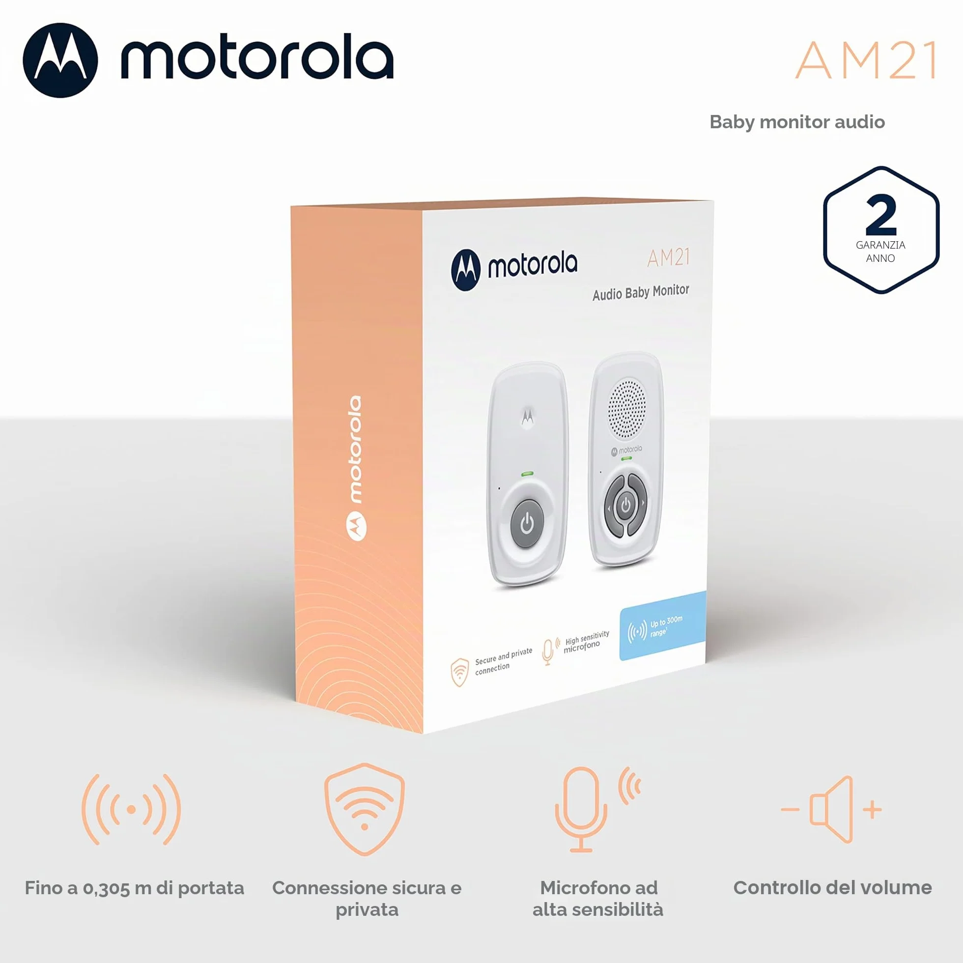 Motorola Nursery AM21/MBP21 Monitor Audio Baby DECT 300m