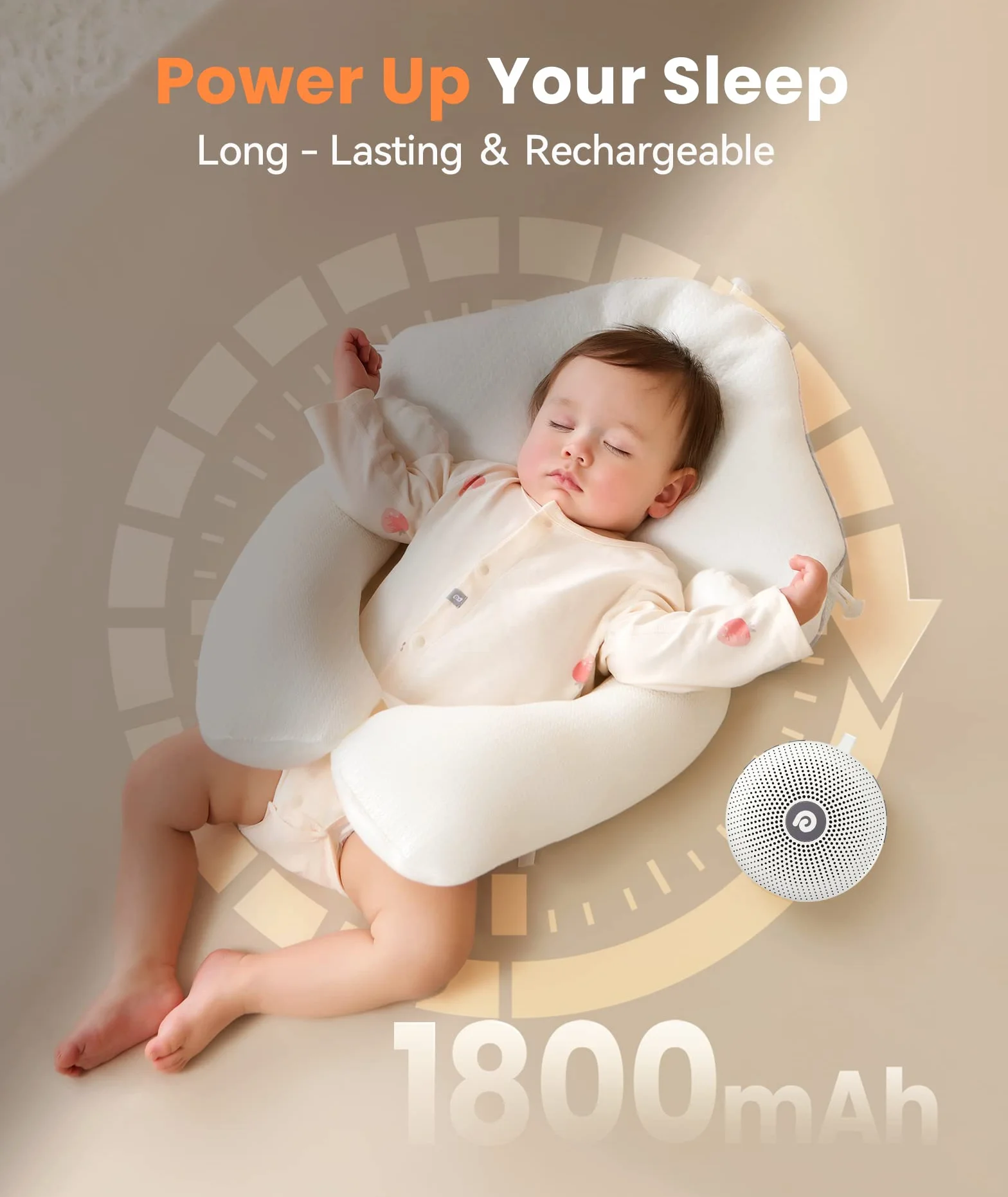 Dreamegg Macchina Rumori Bianchi per Neonato - D11 White Noise Machine Portatile con 21 Suoni Rilassanti, Max 60H di Lunga Durata, Accessori Neonato 0+ Mesi, Regalo per Neonati