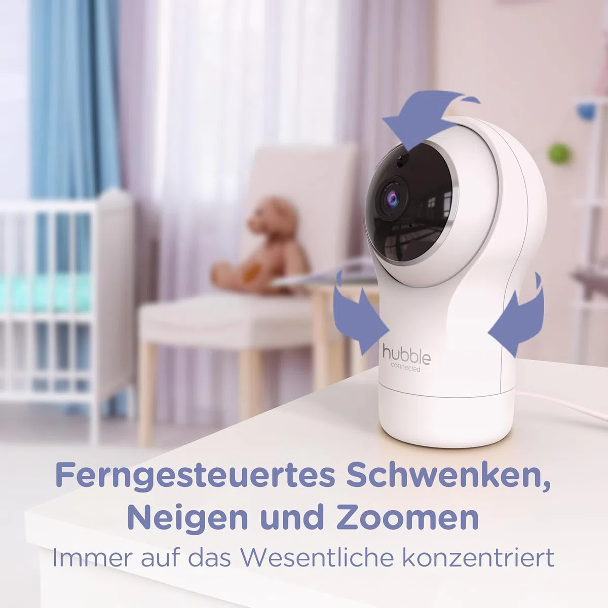 Hubble Pal Glow WiFi Smart Hd1080P Remote Pan, Tilt e Zoom Camera con Talkback Bidirezionale per il Monitoraggio di Neonati e Animali Domestici, Bianco