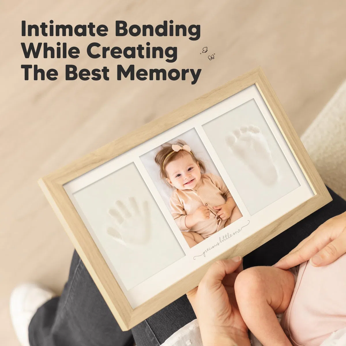 KeaBabies Bambino Impronta di mano Ricordo Kit - Cornice per foto con stampe per neonati - Kit artistici con memoria della scuola materna - Baby doccia Cornici per ragazze, ragazzi (Ash Wood)