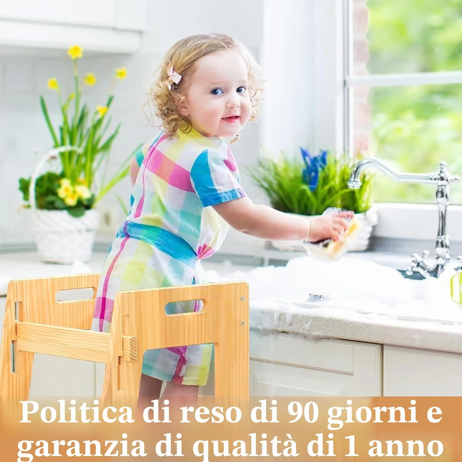 FUNLIO Torre Montessoriana Bambini con Rete Sicurezza, Regolabile 3 Livelli, Torre di Apprendimento