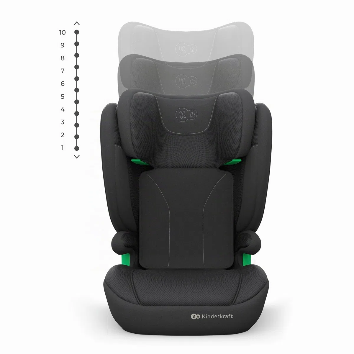 Kinderkraft JUNIOR FIX2 PRO I-SIZE Seggiolino auto 15-36 kg, Gruppo 2-3, 100-150 cm, con Isofix, Poggiatesta regolabile, Sistemi di sicurezza, Leggero Facile da trasportare, Facile da pulire, Nero