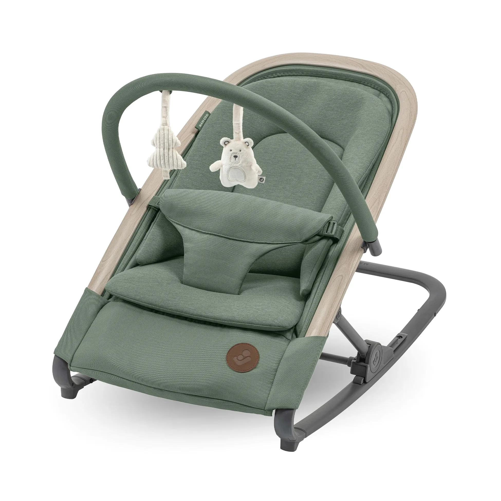 Maxi-Cosi Kori Sdraietta Neonati in Tessuto con Arco Gioco, 0-2 anni, 15 kg, Sdraietta Pieghevole, 3 Posizioni di Reclinabile, Chiusura Compatta, Cinture Easy-in, Chiusura Compatta, Beyond Green