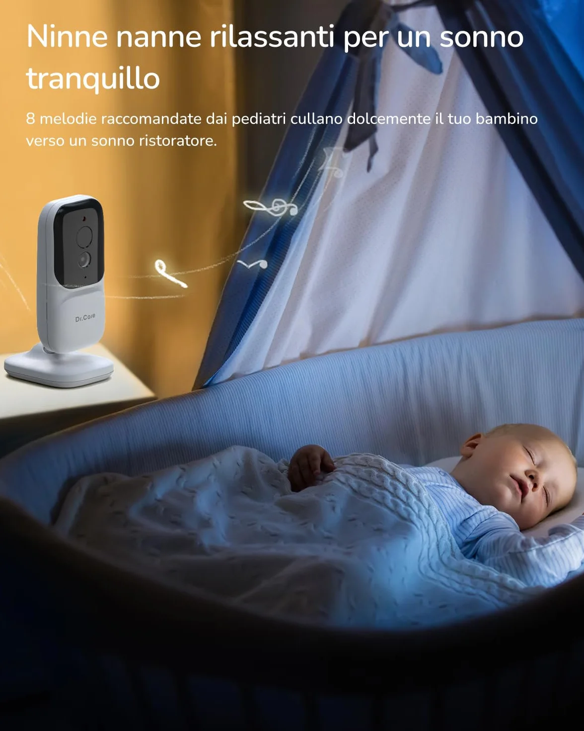 Dr.Care NeoView Baby Monitor Video - Schermo 2.8", Audio Bidirezionale, Registrazione Loop, Visione Notturna, Monitoraggio VOX, Sensore Temperatura, Ninne Nanne, Clip Cintura, Supporto 128GB