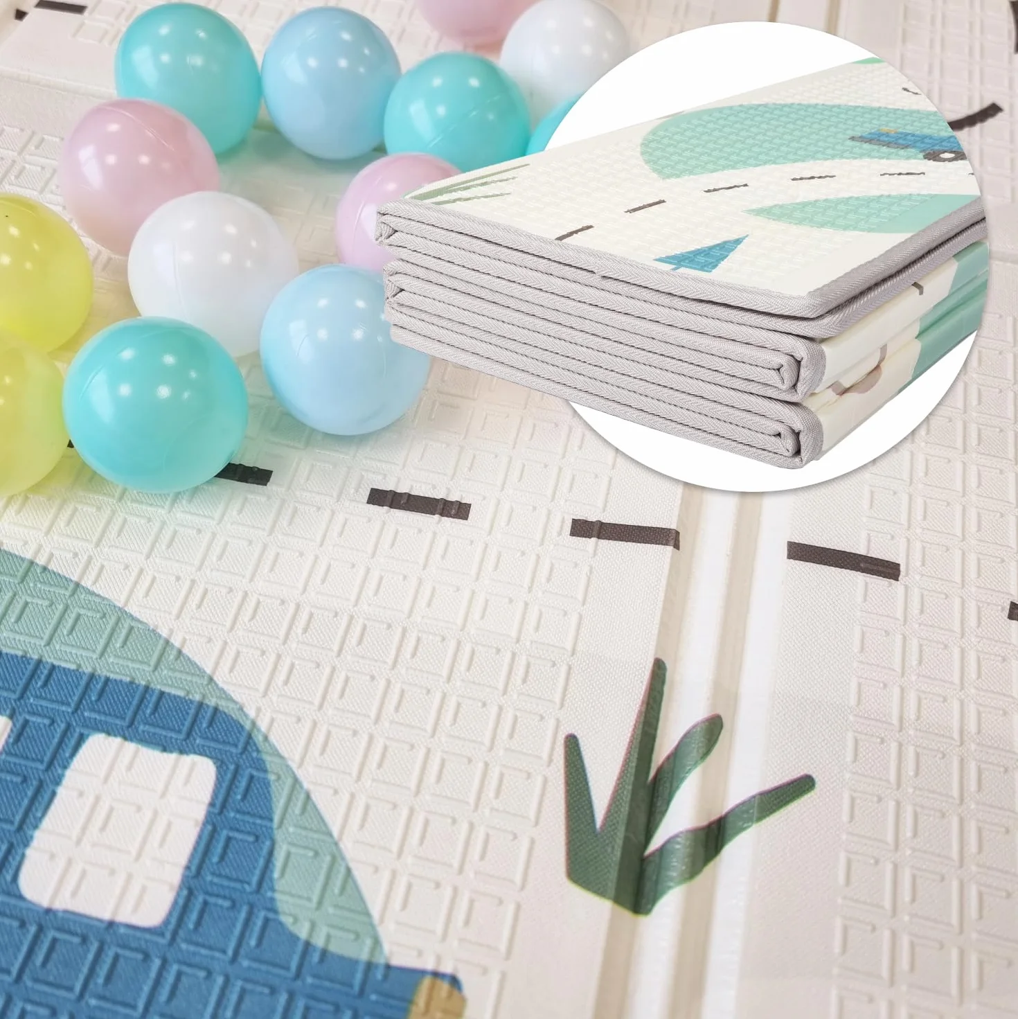 Box Bambini – Incluso Tappeto da Gioco Double-Face - Recinto per Bambini con 50 Palline – 180 x 150 cm – Box Neonato Per Uso Interno ed Esterno – Box per Bambini (Grigio, 180x150cm)