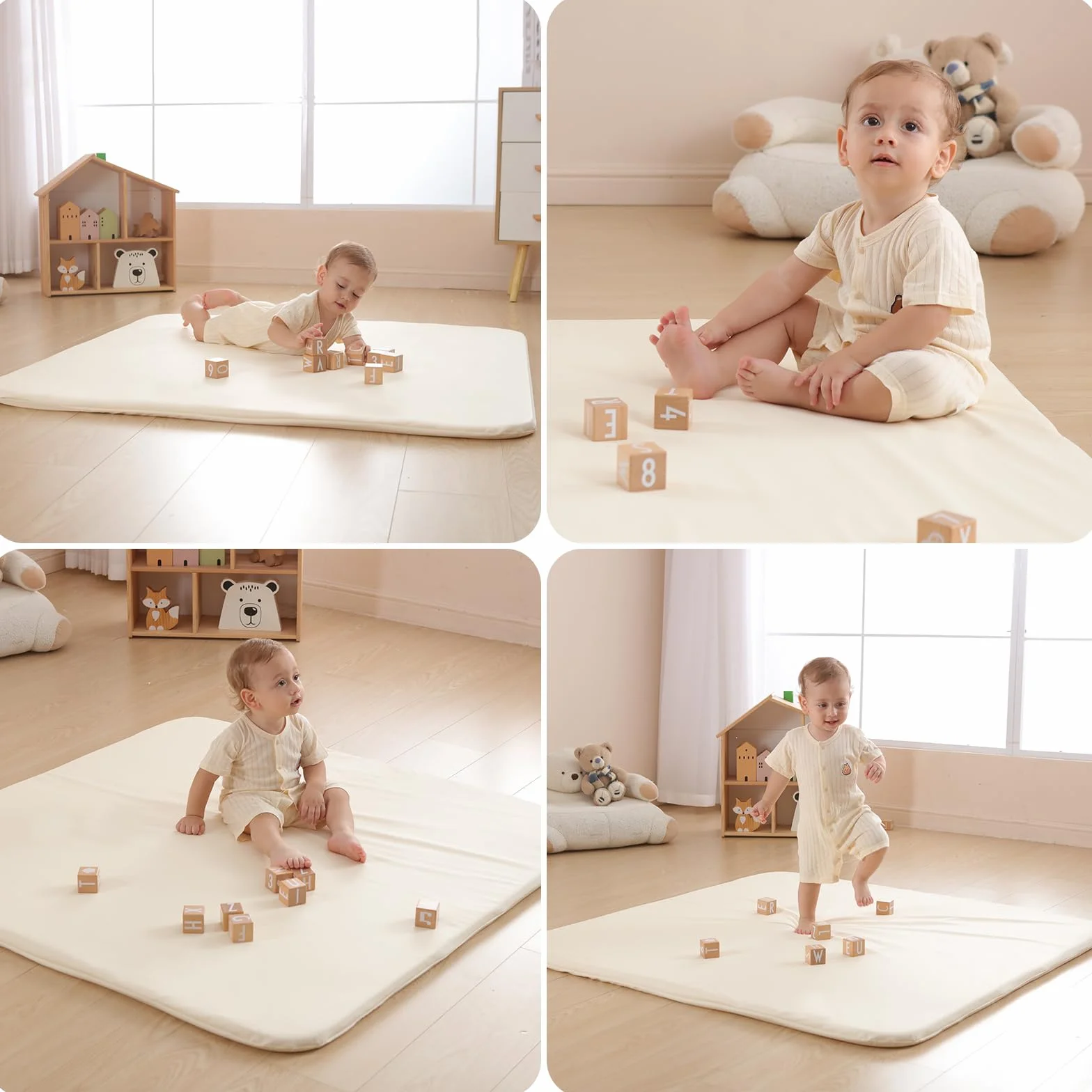 Tappeto Per Bambini e Extra spesso e Non Tossico,120x120x3cm inodore e Impermeabile Per Bimbi.Morbido tappetino in pelle vegana per creare un'area di gioco sicura per i più piccoli