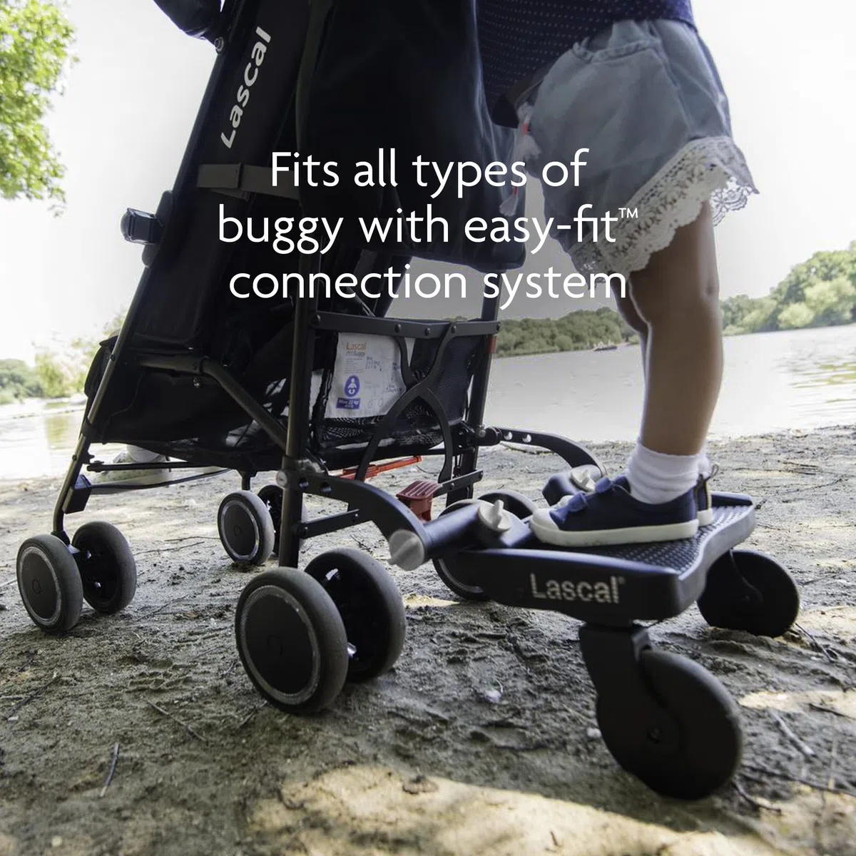 Lascal BuggyBoard Mini 3D, Pedana passeggino universale compatibile con quasi tutti i modelli di passeggini, Pedana buggy board per bambini di 2-6 anni (22 kg), grigio