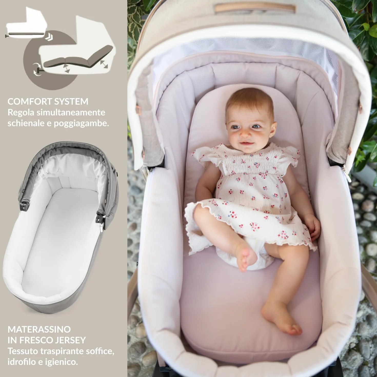 PEG Book Modular Passeggino Trio Neonati 0-4 Anni, Reversibile, Navicella, Seggiolino Auto i-Size, Mercury