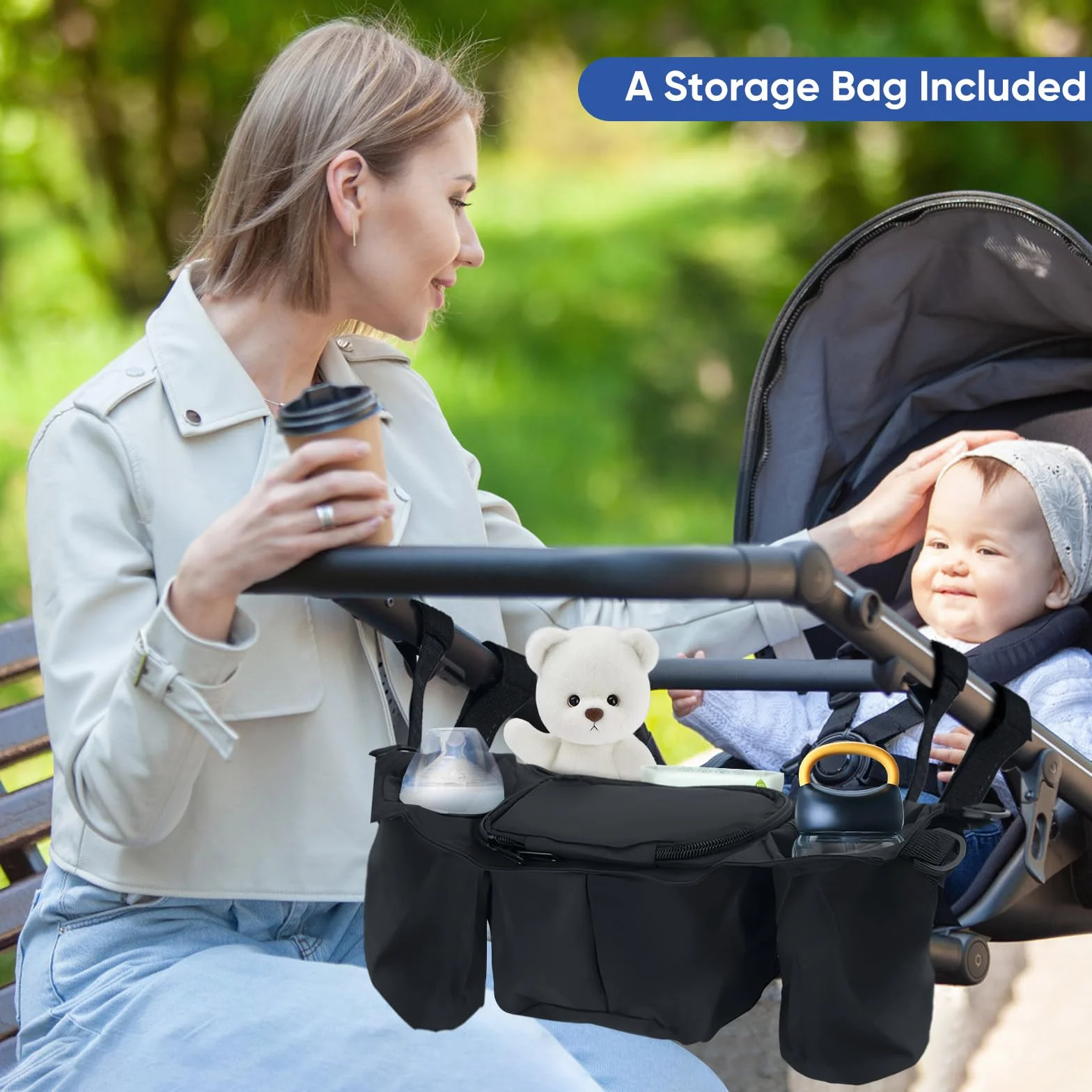 Pedana Passeggino Universale con Sedile, Tavola Passeggino con Borsa Portaoggetti per Passeggino e Fune di Sospensione, Buggy Board per Bambini da 2 a 6 Nnni (25KG)