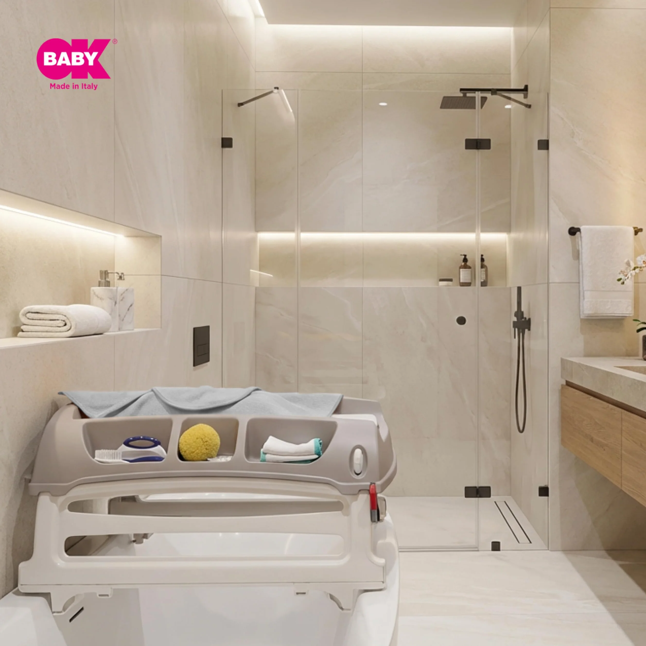 OKBABY Flat Fasciatoio per Tavolo Lettino Vasca da Bagno Bambini Max 11 Kg 12 Mesi