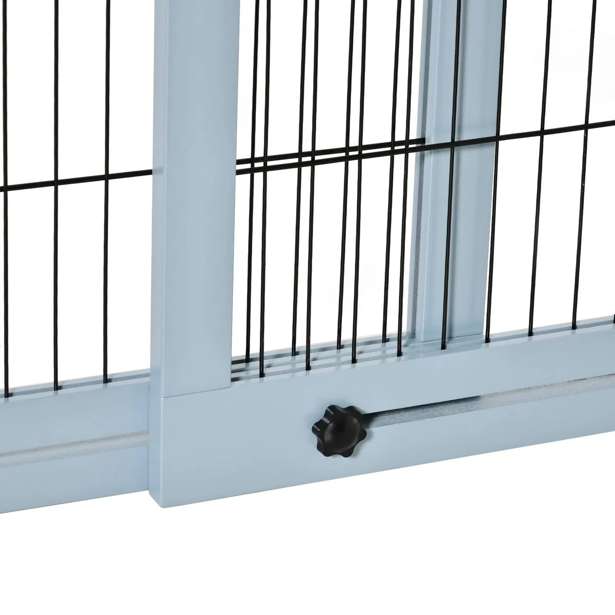 PawHut Cancelletto di Sicurezza per Cani in Legno e Acciaio, Cancellino per Cani Estensibile da Interno 104-180cm, Blu-grigio