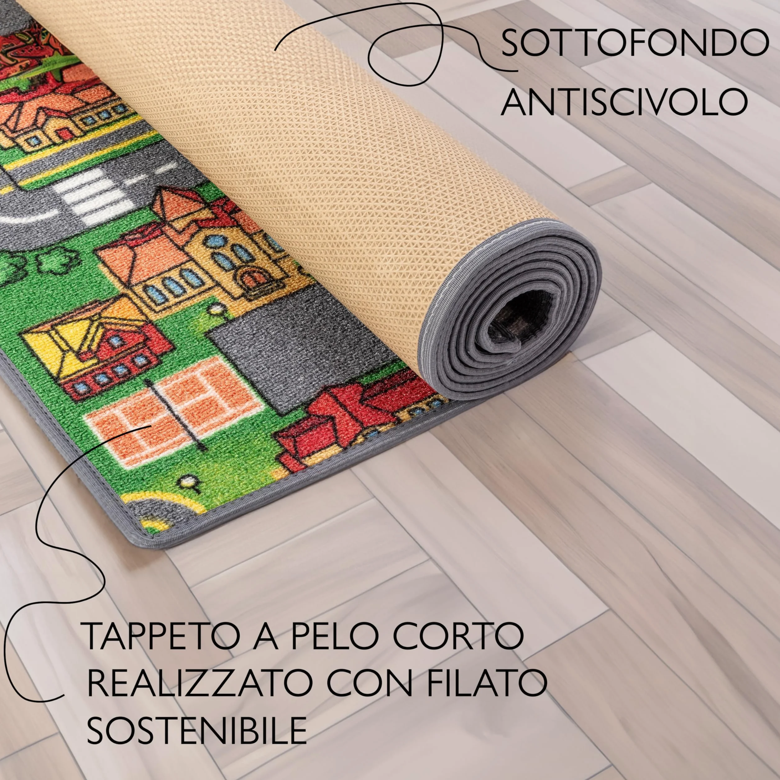 Carpet Studio Tappeto Bambini 140x200cm, Tappeto Gioco per Cameretta, Lavabile in Lavatrice, Facile da Pulire, Antiscivolo - Playcity