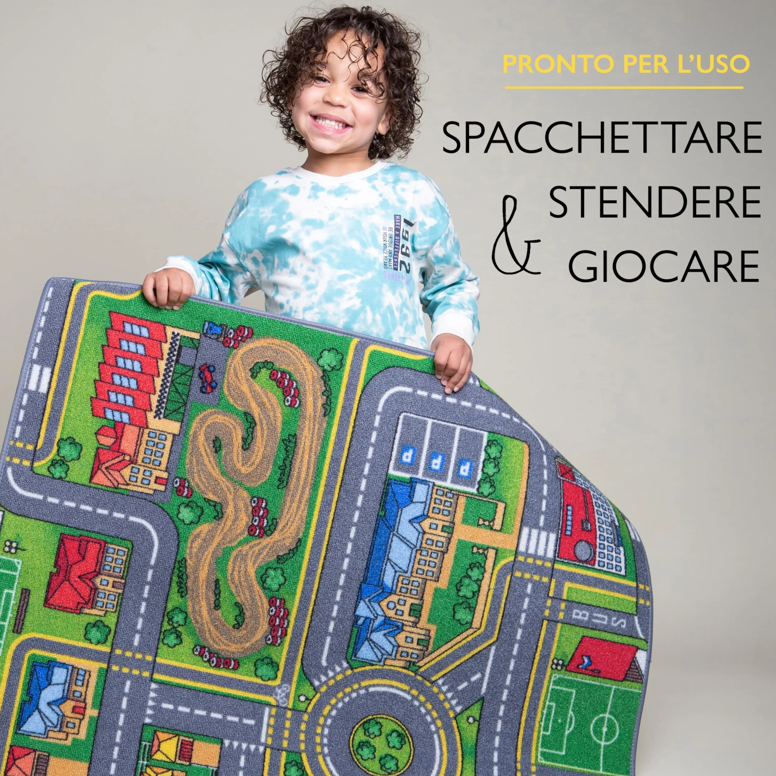 Carpet Studio Tappeto Bambini 140x200cm, Tappeto Gioco per Cameretta, Lavabile in Lavatrice, Facile da Pulire, Antiscivolo - Playcity