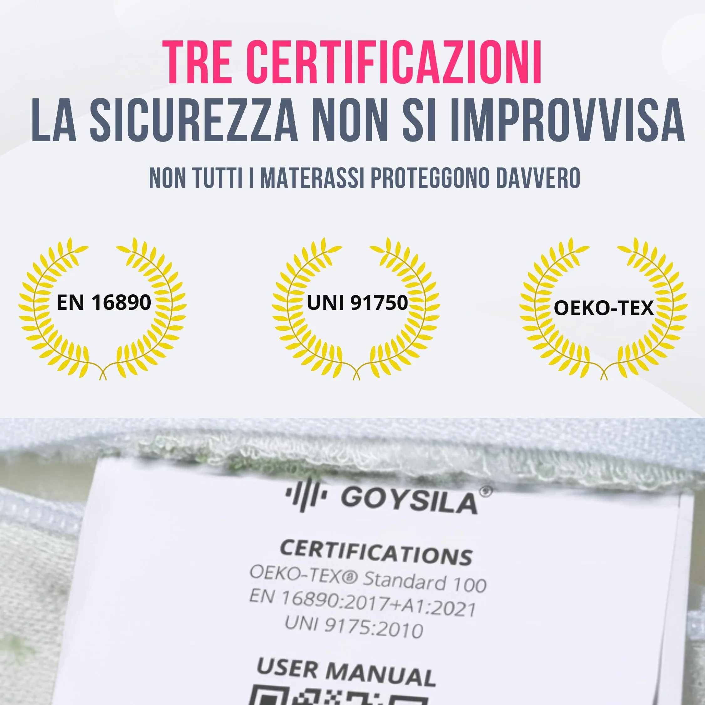 GOYSILA Materasso Next To Me Compatibile Chicco Materassino Culla Neonato Antisoffoco Traspirante Certificato Oeko-Tex h 7cm per Next2Me Dream Magic Air Cam Cullami Brevi Nanna Oh 83x50 cm