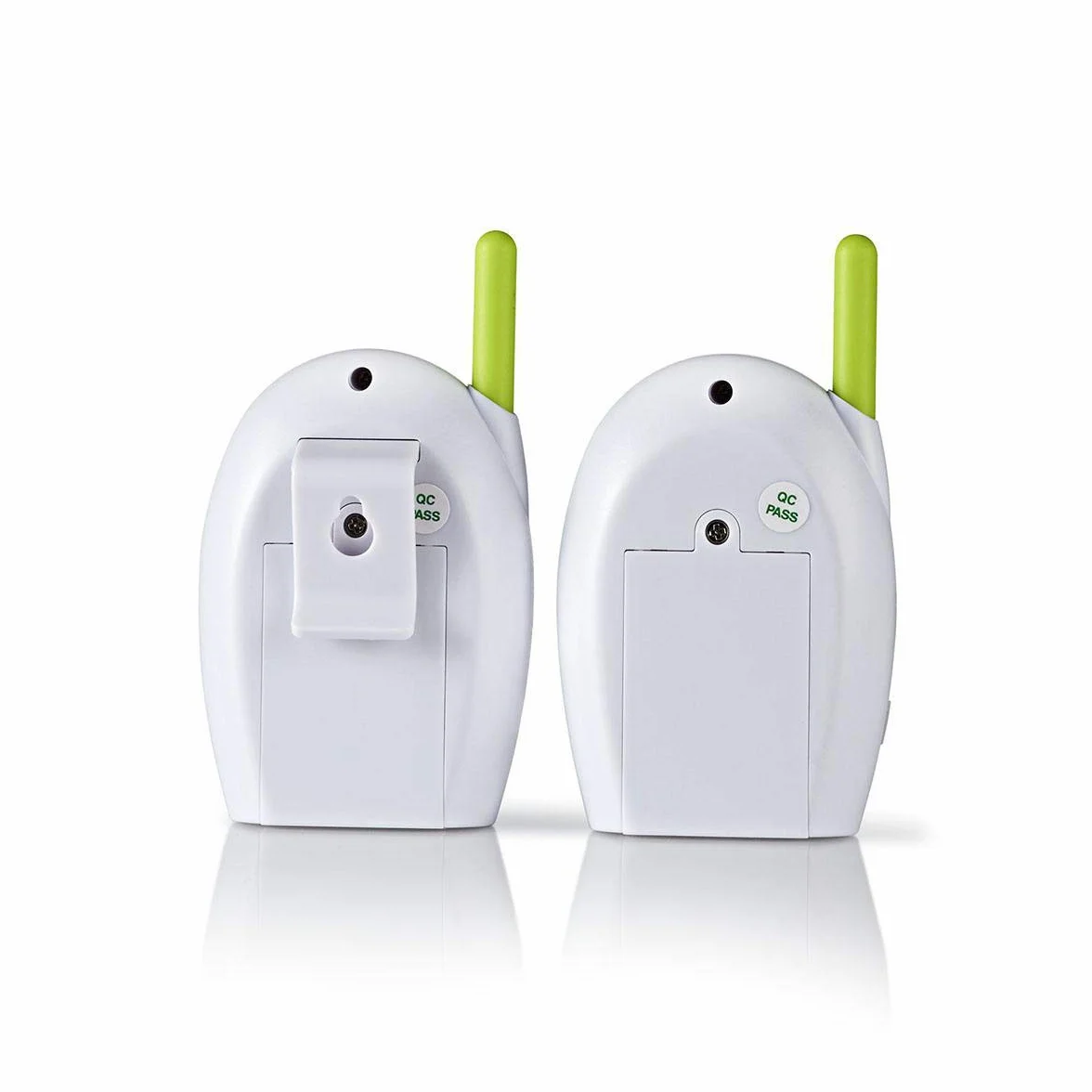 Nedis Audio Baby Monitor - Telefoni wireless per bambini con interfono, portata 300 m, Set di 2, Verde/Bianco