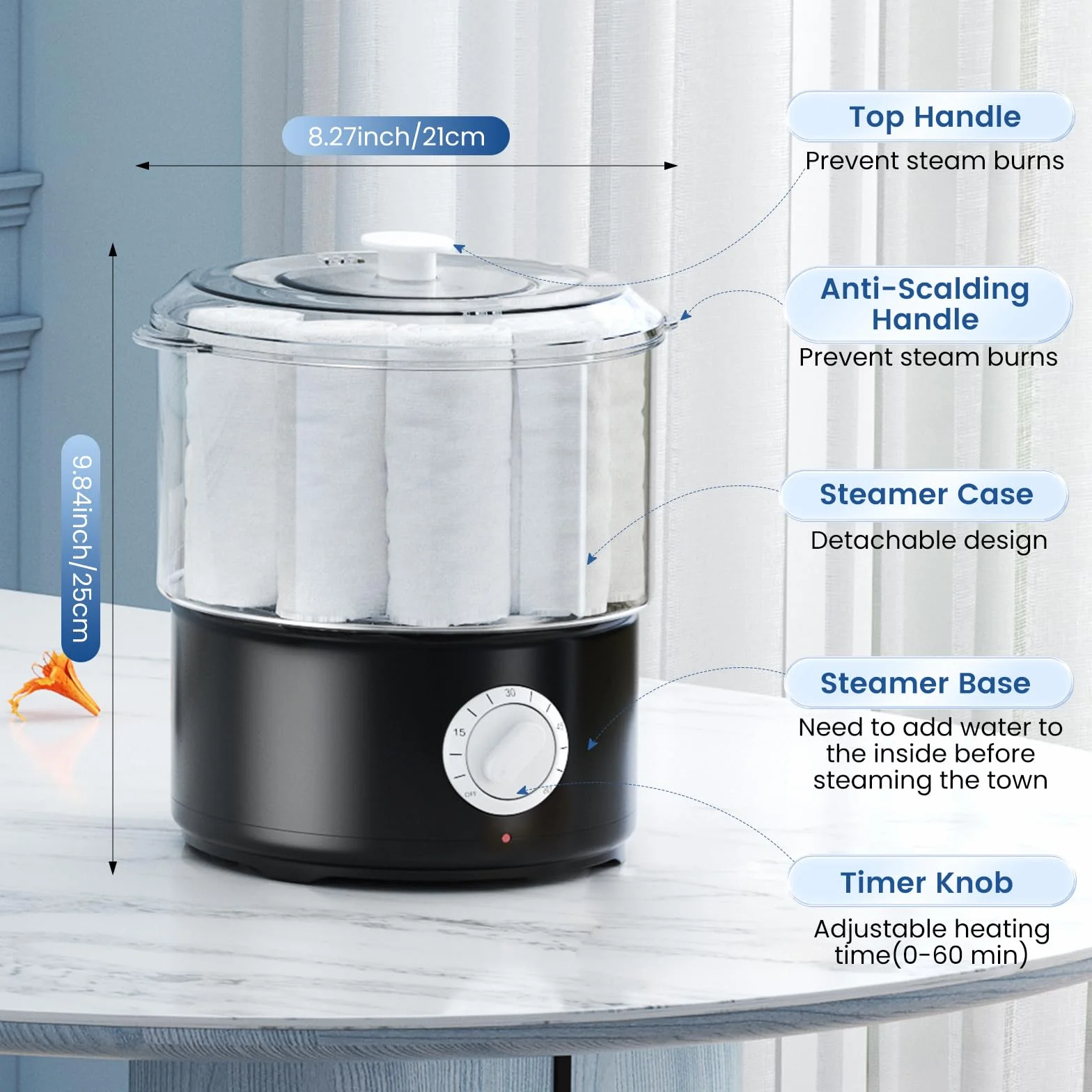 Sunowl Scaldasalviette Elettrico, Scalda Salviette con Clip Riscaldamento Rapido a 202 F in 10 Minuti, Scalda Asciugamani per Spa/Viso/Uso Domestico
