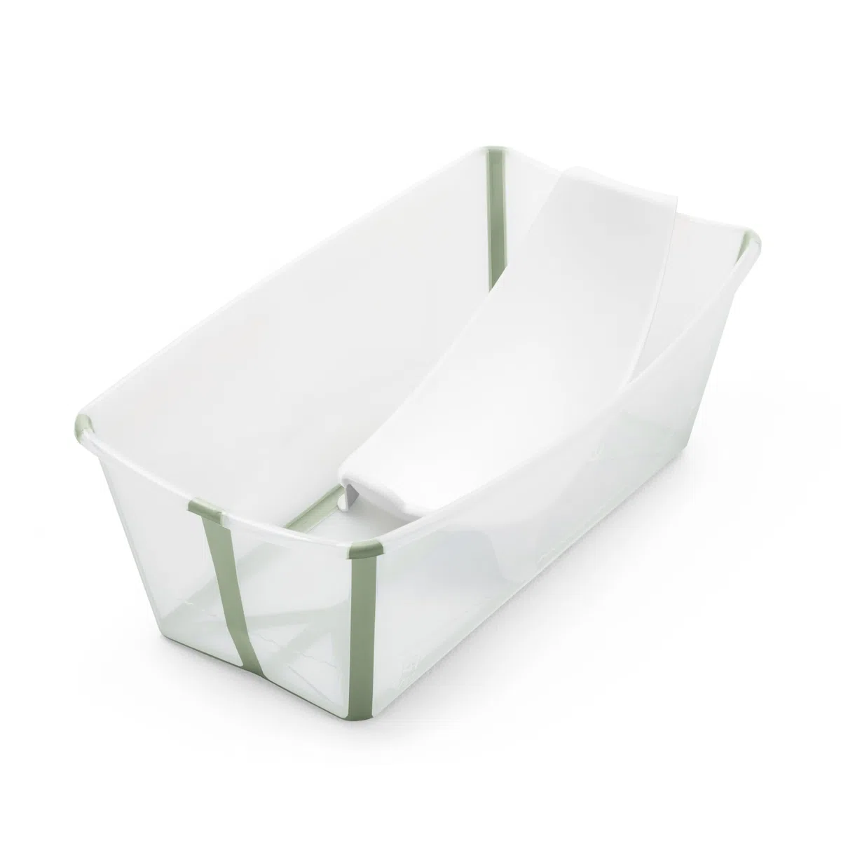 Stokke Flexi Bath (Verde trasparente) con Supporto per neonati - Durevole e Facile da conservare - Comodo da usare a casa o in viaggio - Ideale per neonati fino ai 48 mesi