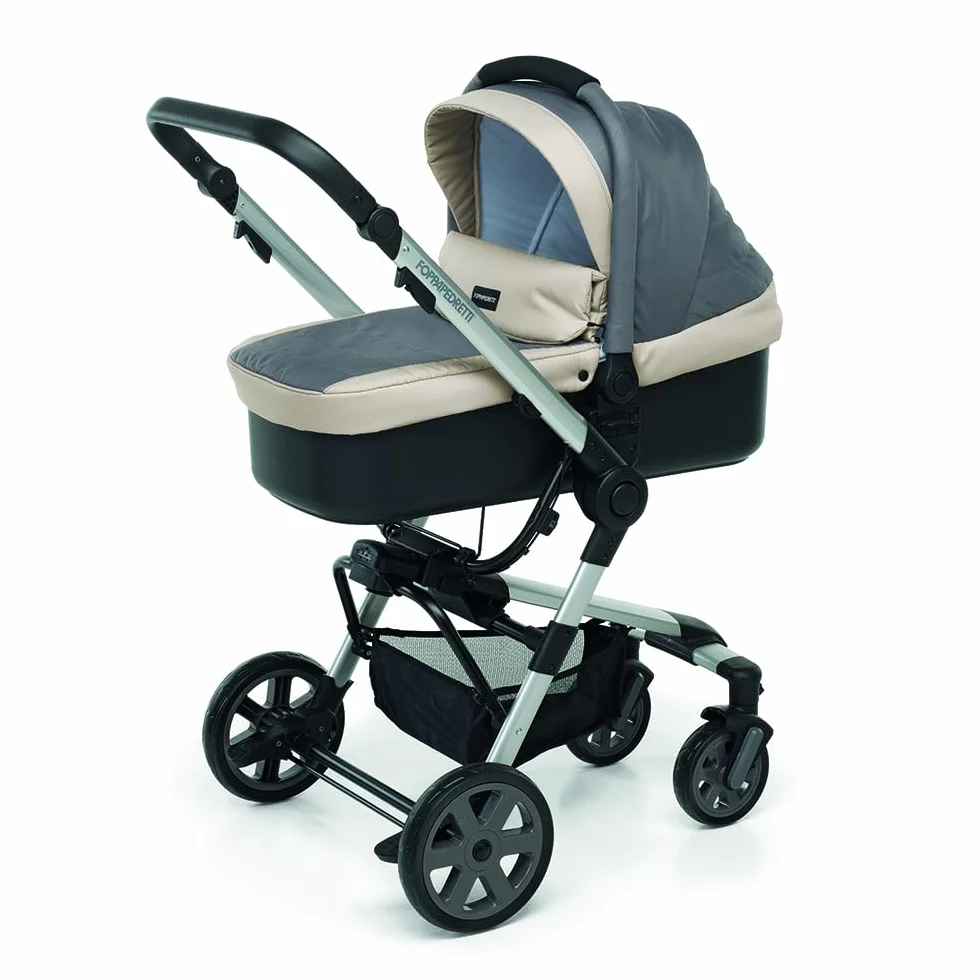 Foppapedretti Trio Supertres I-Size, Sistema Modulare Combinato per Bambini, Navicella Passeggino e Seggiolino Auto, Maniglione Regolabile, ECE R129, Silver