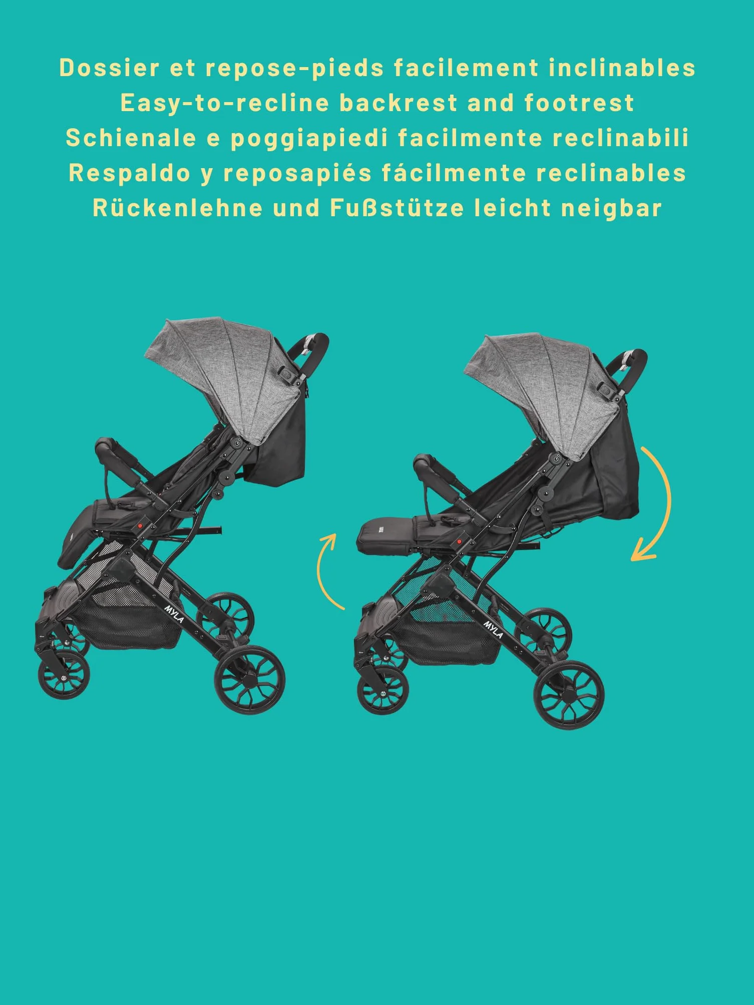 Nania Myla passeggino compatto a ombrello leggero 7,5 kg reclinabile 0-4 anni 22 kg max