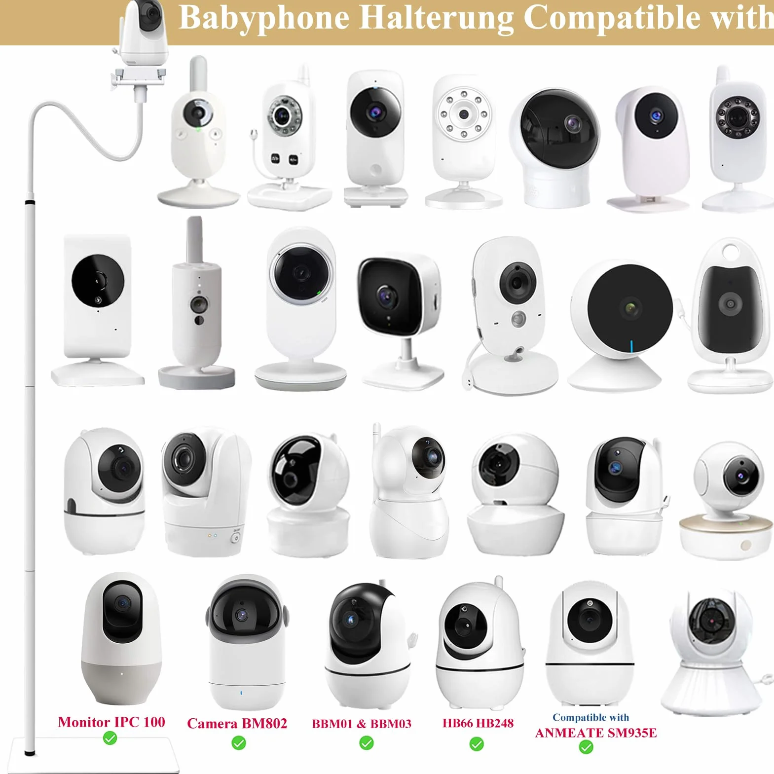 Supporto da pavimento per baby monitor compatibile con Philips Avent/eufy/GHB/BOIFUN/Hellobaby/NWOUIIAY/TakTark e compatibile con la maggior parte delle videocamere per bambini