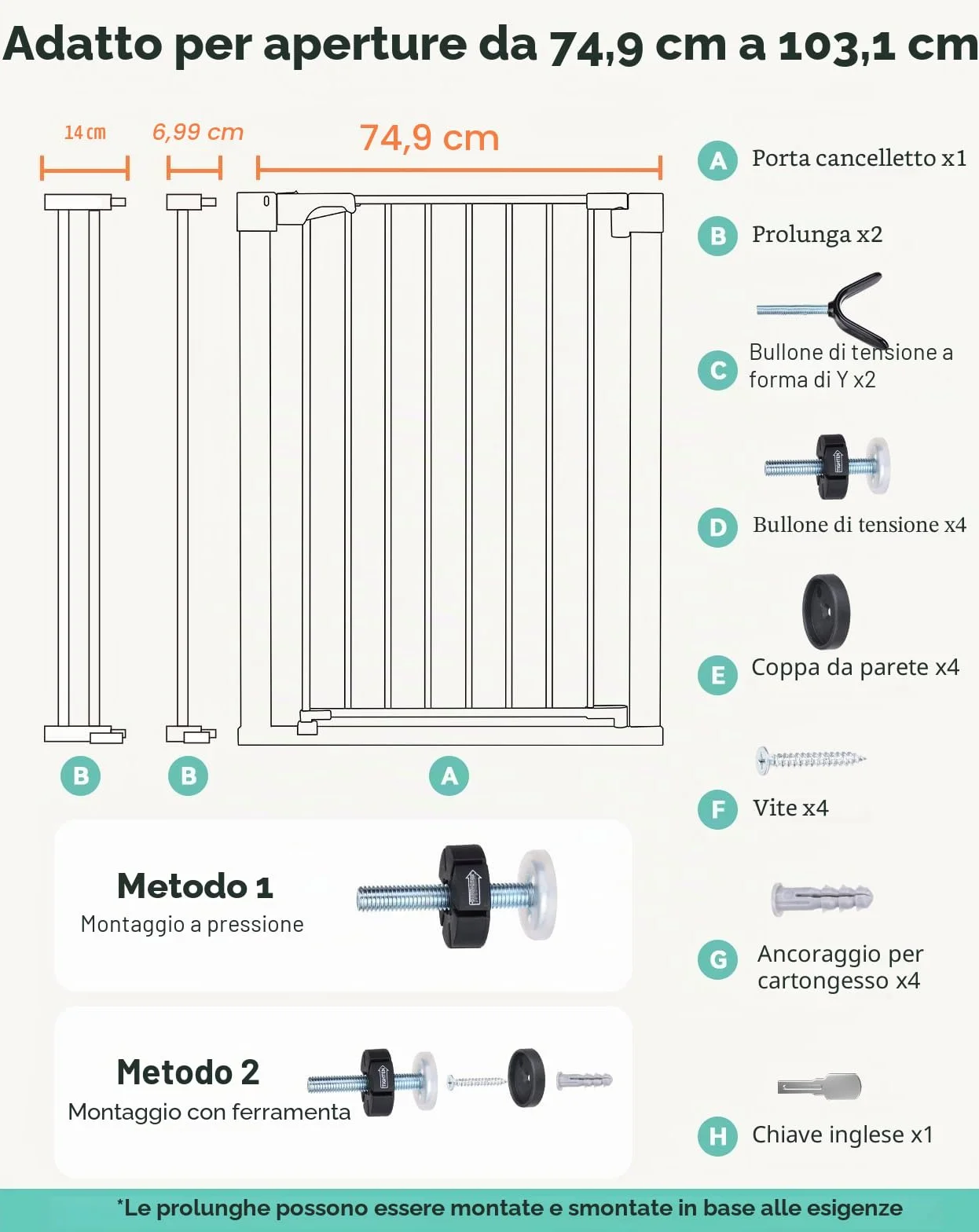 COMOMY 91,5cm Cancelletto per cani Extra Alto, per Scale e Porte, 75 a 103cm di Larghezza, Montato a Pressione Cancellino Bambini di Sicurezza Extra Largo a Chiusura Automatica per Casa, Nero