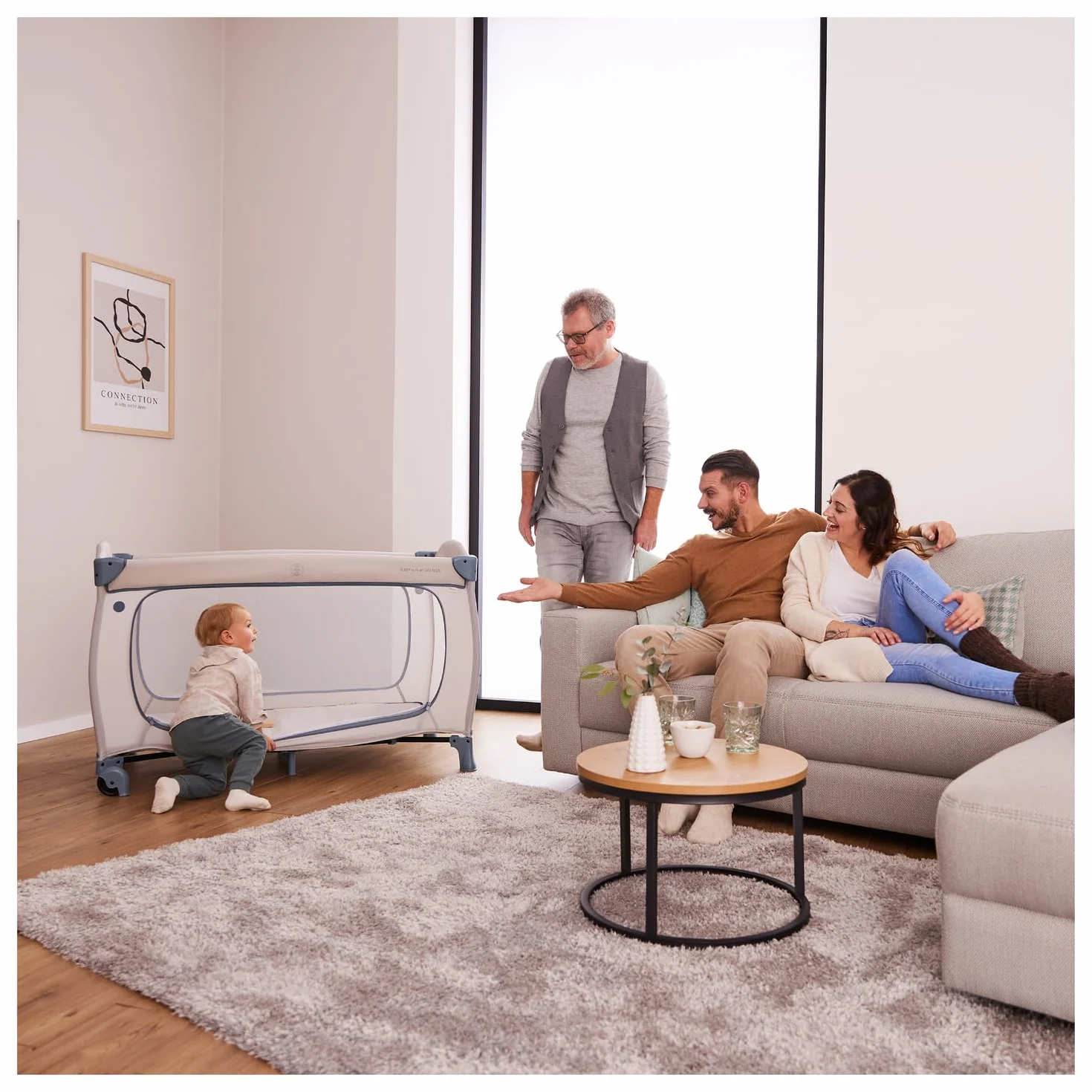 Hauck Sleep N Play Go Plus Łóżeczko Składane 120x60 do 15kg z Kołami - Dusty Blue