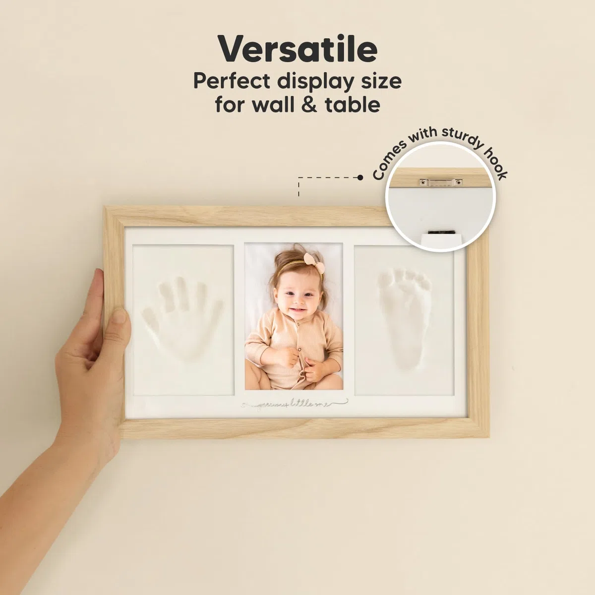 KeaBabies Bambino Impronta di mano Ricordo Kit - Cornice per foto con stampe per neonati - Kit artistici con memoria della scuola materna - Baby doccia Cornici per ragazze, ragazzi (Ash Wood)