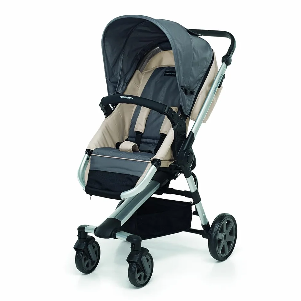 Foppapedretti Trio Supertres I-Size, Sistema Modulare Combinato per Bambini, Navicella Passeggino e Seggiolino Auto, Maniglione Regolabile, ECE R129, Silver