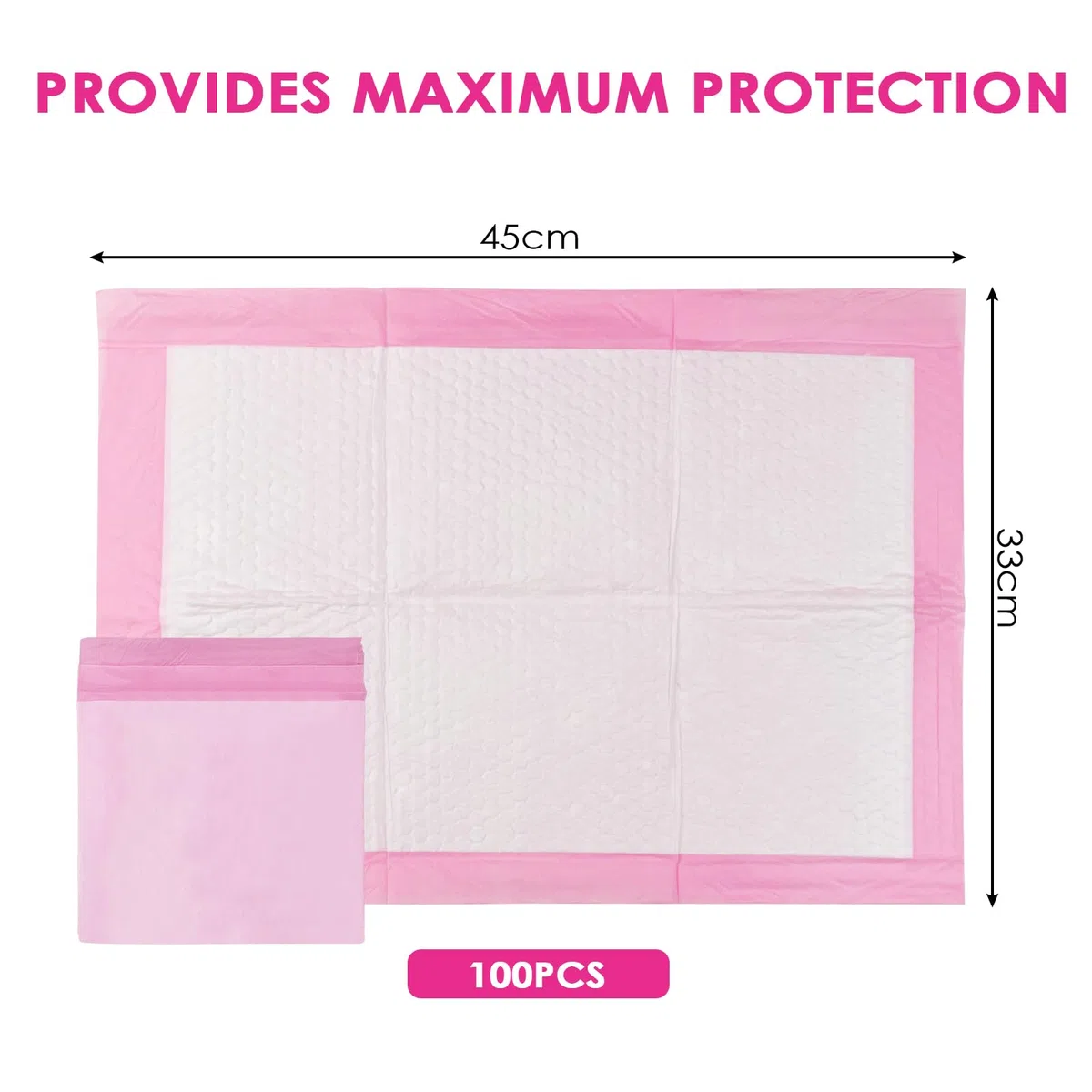 100 Pezzi 33 × 45 cm Traverse per Fasciatoi Monouso, Super Assorbente Traversine Neonato Fasciatoio, Getta e Getta Multiuso, Uscinetti per Cambio Incontinenza, Ultra Morbido, Impermeabile