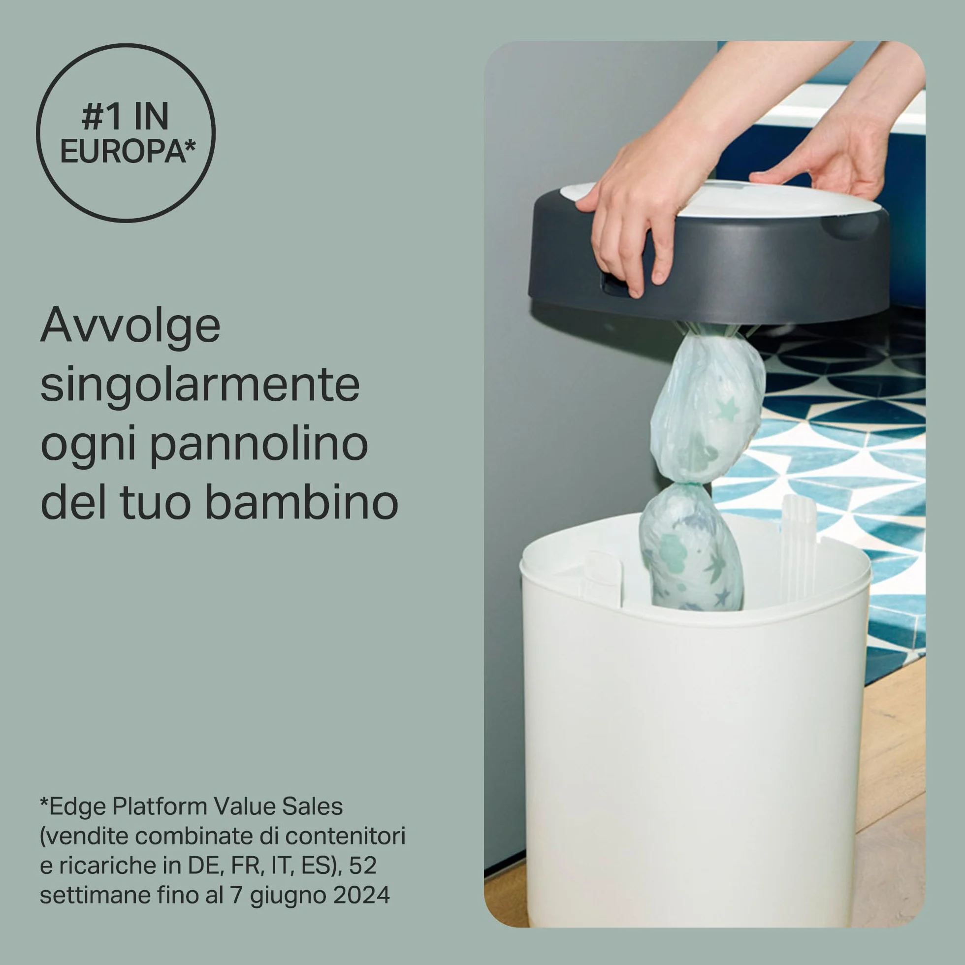 Tommee Tippee Starter Set Twist & Click Mangiapannolini con 12 Ricariche Pellicola Antibatterica Multistrato, Bianco