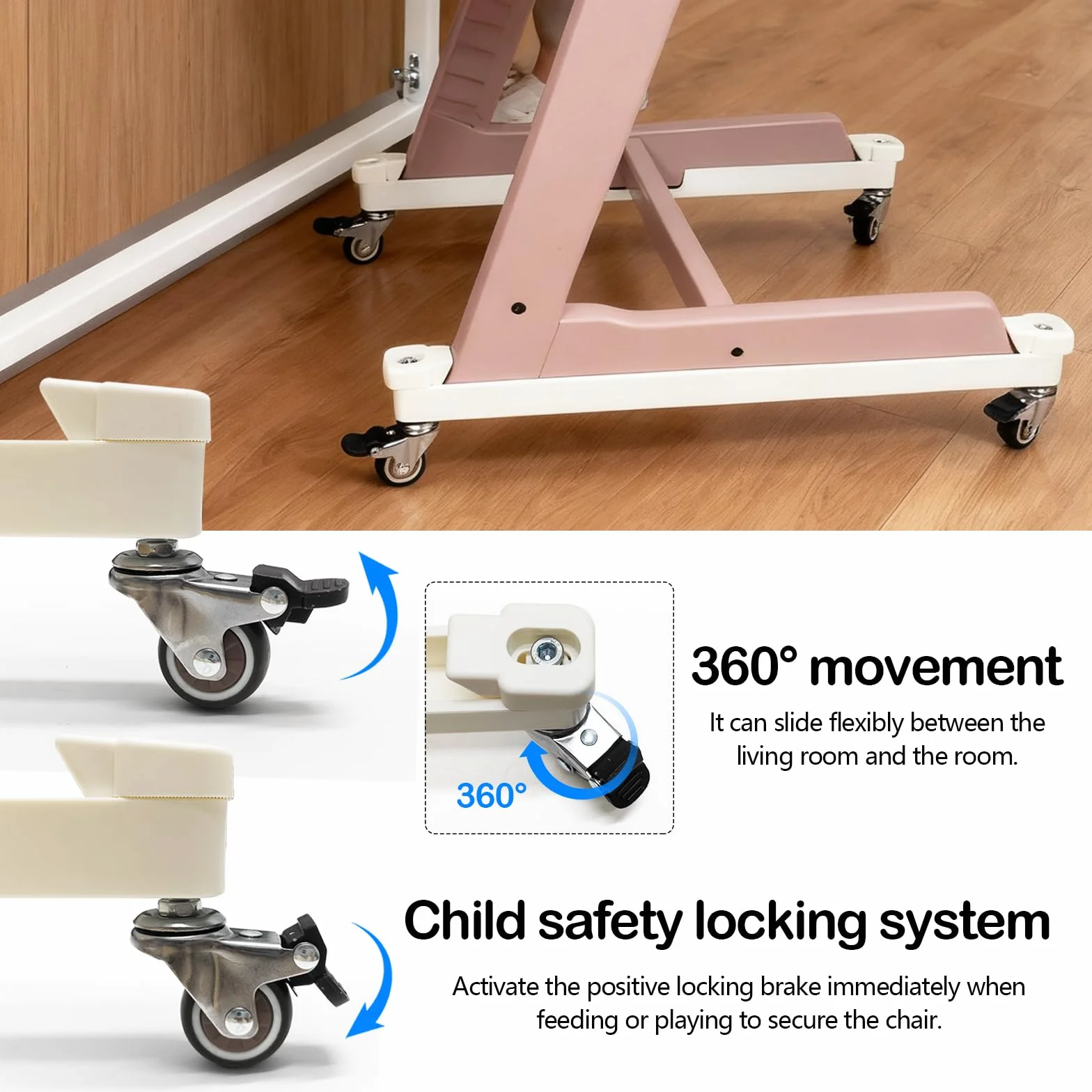 Ruote Compatibili Con Seggiolone, Rotelle Ruote Adatte Al Seggiolone Per Stokke Tripp Trapp Con Blocchi Di Sicurezza Rotelle Per Pavimenti Duri Lisce E Silenziose Per Ogni Pavimento