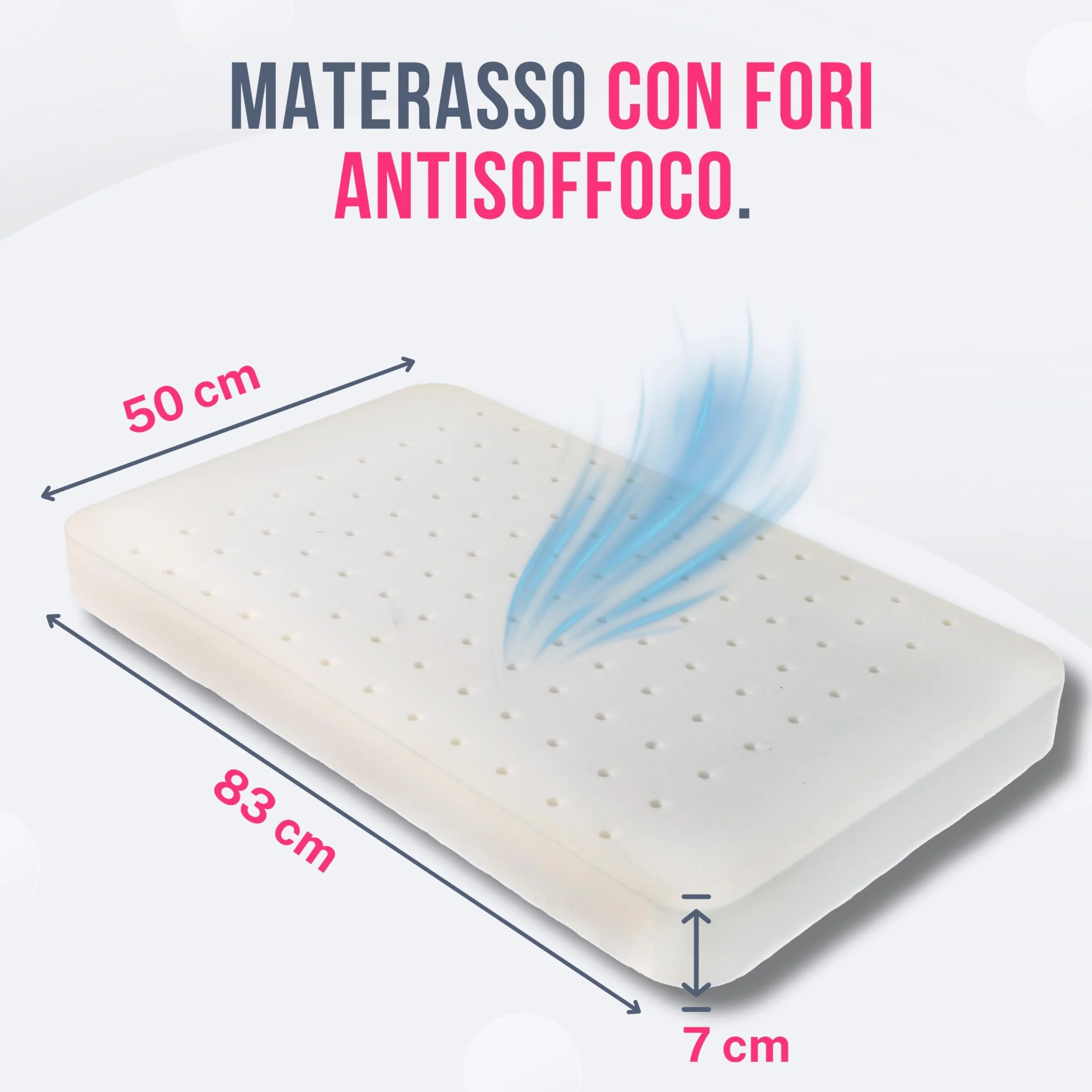 GOYSILA Materasso Next To Me Compatibile Chicco Materassino Culla Neonato Antisoffoco Traspirante Certificato Oeko-Tex h 7cm per Next2Me Dream Magic Air Cam Cullami Brevi Nanna Oh 83x50 cm