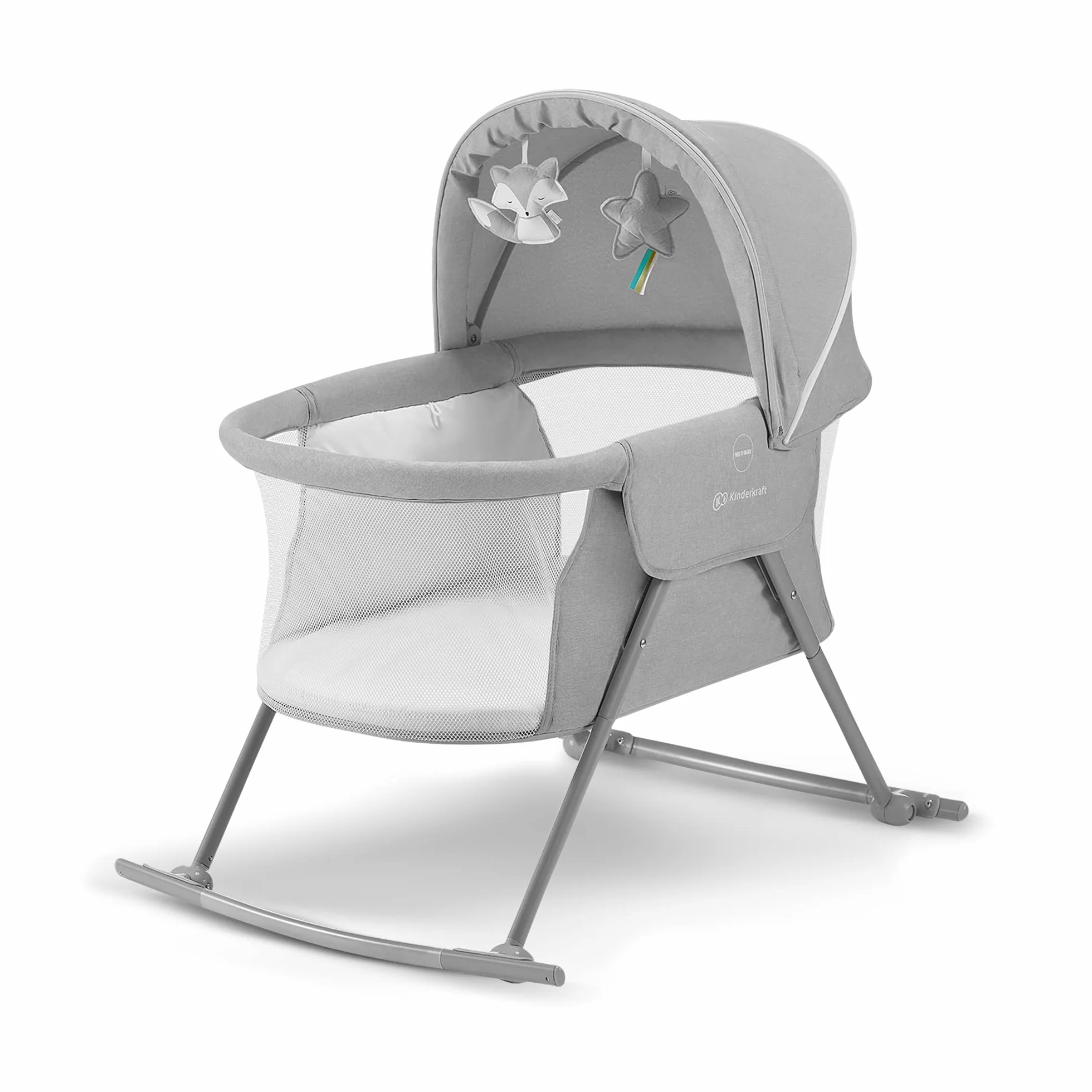 Kinderkraft LOVI Lettino da Campeggio Pieghevole per Neonati 0-9 kg Grigio