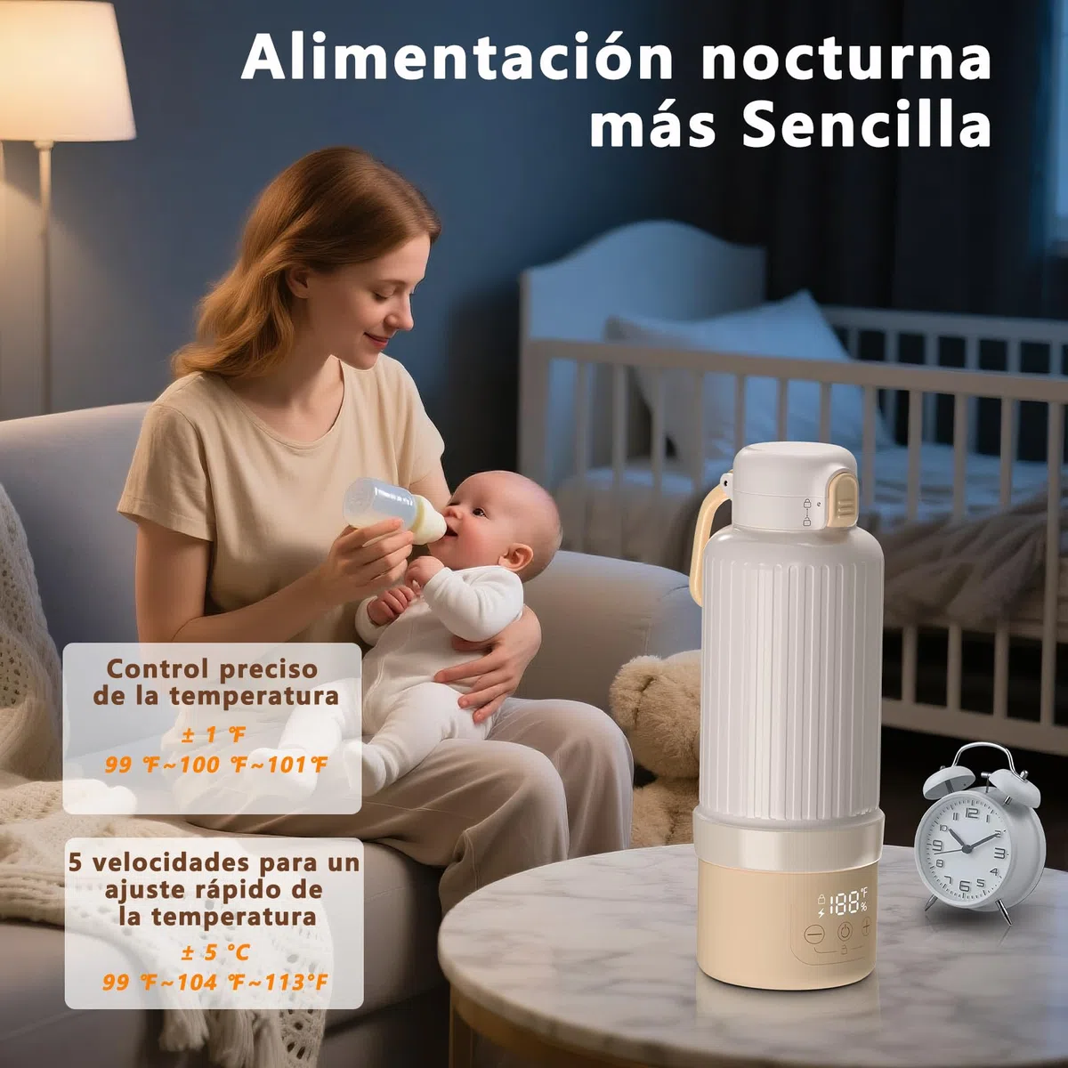 Robofun Scaldabiberon Portatile Senza Fili, Scalda Biberon Neonato Portatile, Riscaldamento Rapido e Lunga Durata della Batteria, Grande Capacità di 500ml, Comodo Da Usare Sempre e Ovunque