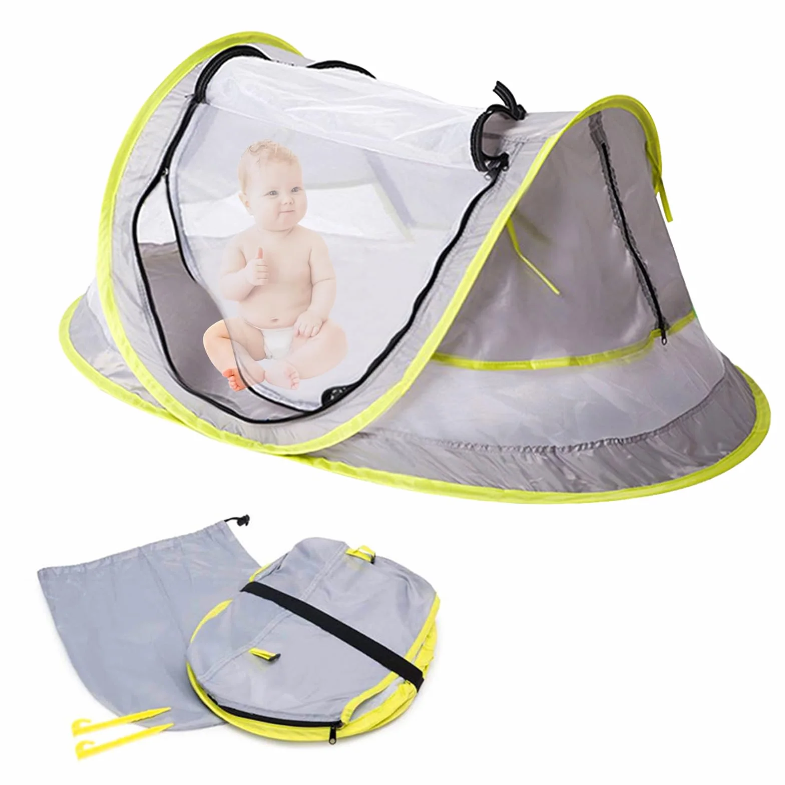 Tenda da spiaggia per bambini, portatile, ultraleggera, da spiaggia pop-up, per esterni, protezione solare UV50+, per neonati, per campeggio, escursioni, barbecue