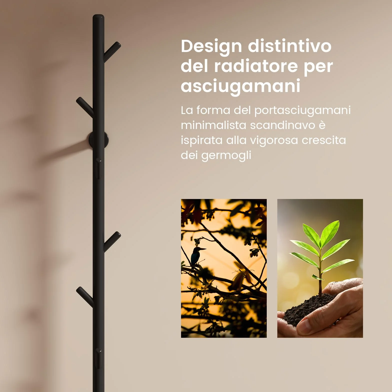 EMKE Scaldasalviette Elettrico da Bagno, Portasalviette Riscaldato con 6 Ganci, Nero