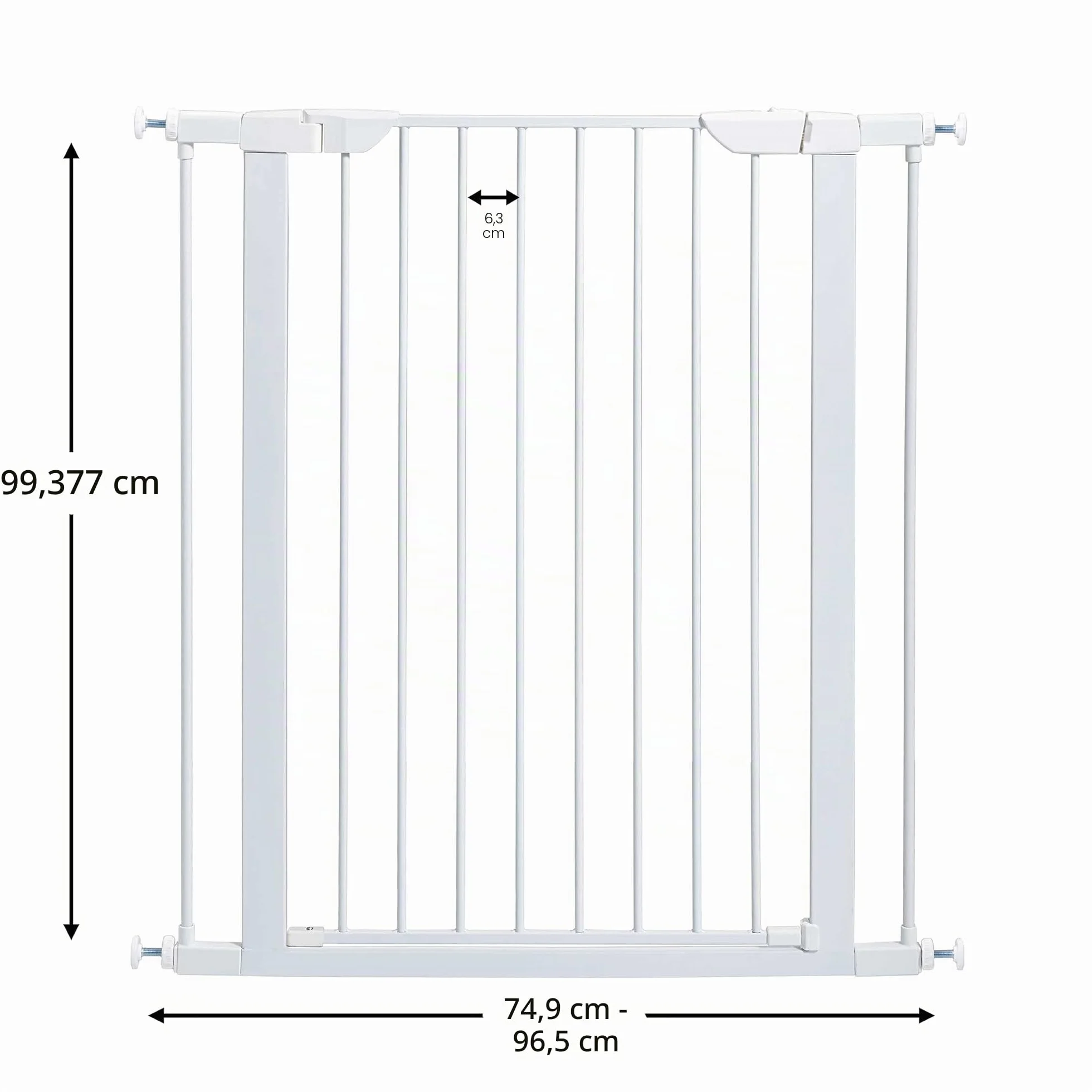 MidWest Homes for Pets - Cancello per animali domestici, altezza 99,4 cm, in acciaio bianco, si espande fino a 96,5 cm di larghezza, include estensioni di 7,6 cm