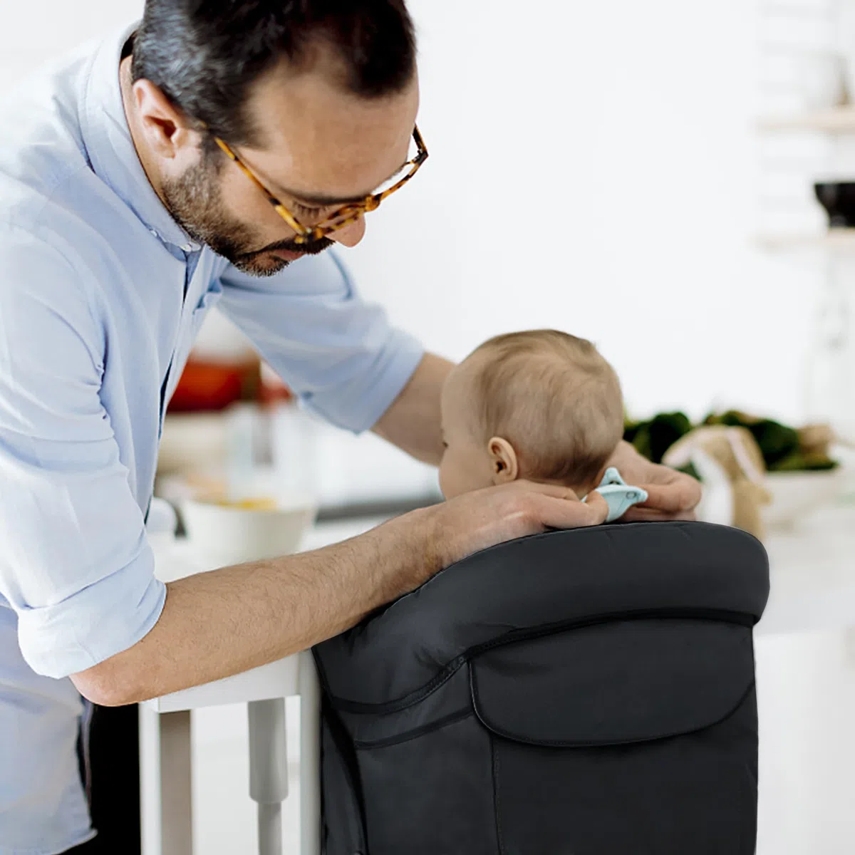 XMTECH Seggiolino da tavolo pieghevole per bambini, seggiolone, per il fissaggio al tavolo, struttura stabile, sedia da tavolo imbottita con tasca, colore nero