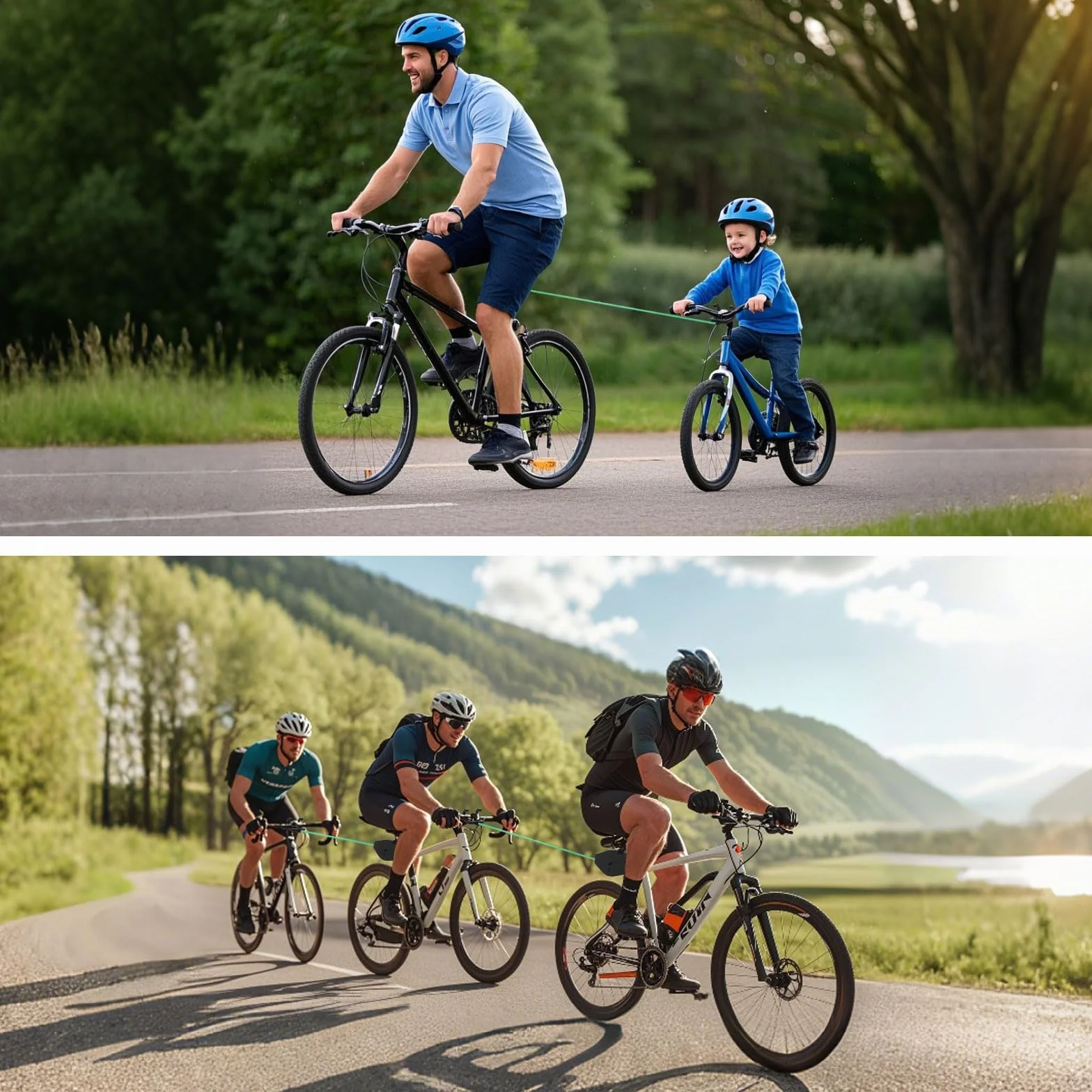 GuKKK Corda da Traino Bici 2.5M Retrattile per Bicicletta MTB Genitore Bambino