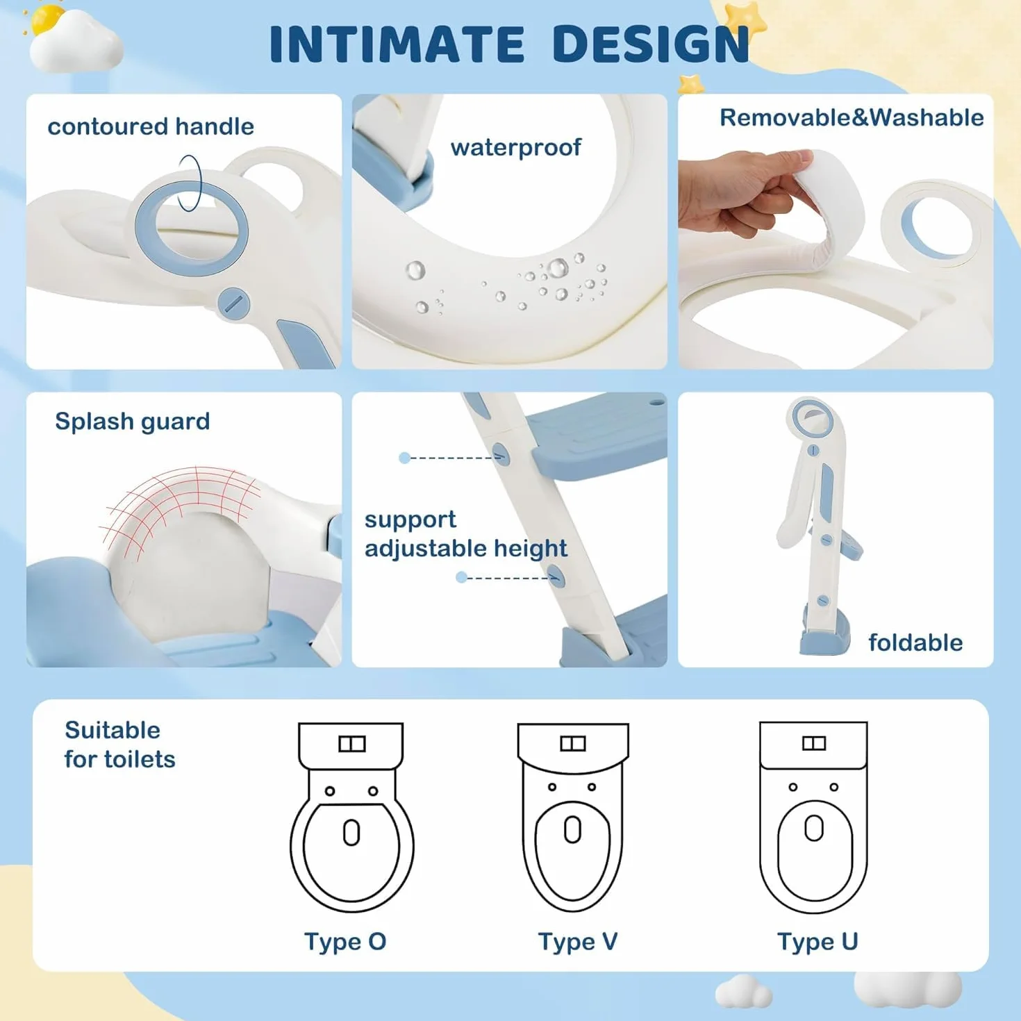 Sedile WC per bambini con scale, sedile WC per bambini e bambine, regolabile in altezza e pieghevole, per bambini