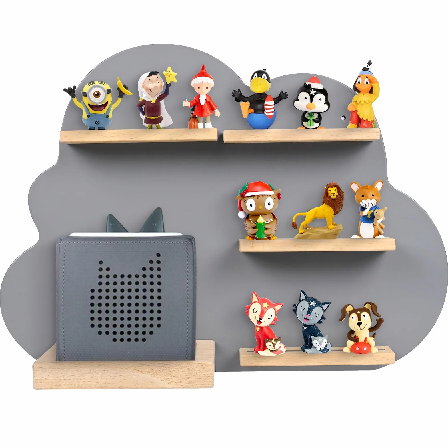 Mensola per bambini compatibile con Toniebox e Tonies oltre 15 personaggi - Mensola da parete scatola musicale per giocare e collezionare cameretta