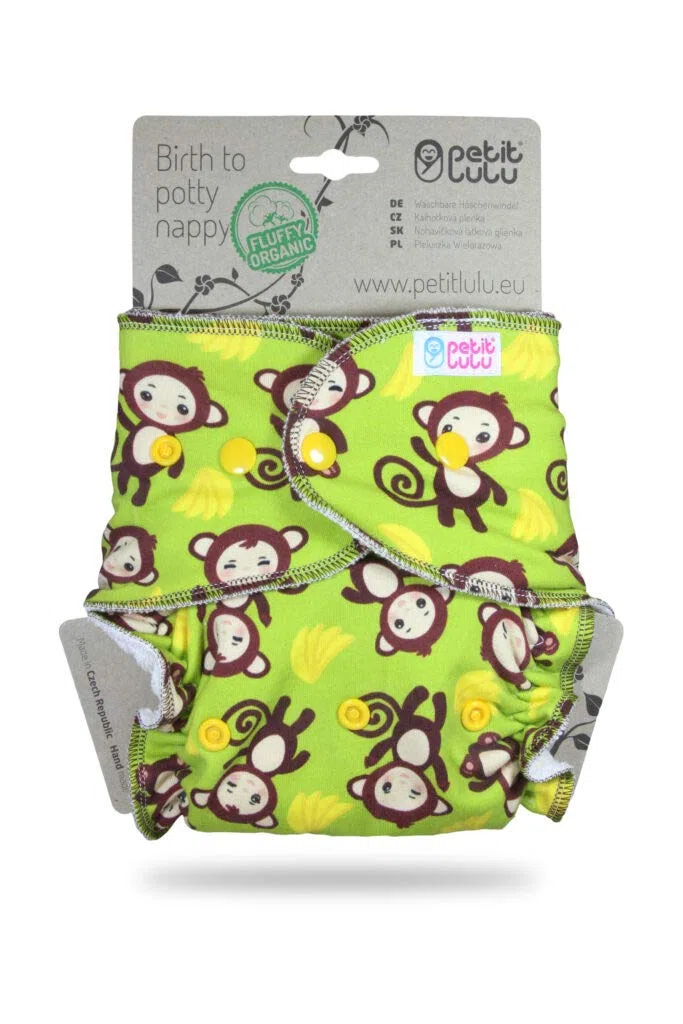 Petit Lulu Pannolino Mutandina Maxi Bambù Fitted Notte | Bottoni | Fluffy Organic | Pannolini di stoffa | Riutilizzabile e lavabile | Pannolini lavabili | Prodotto in Europe (Monkey Business)