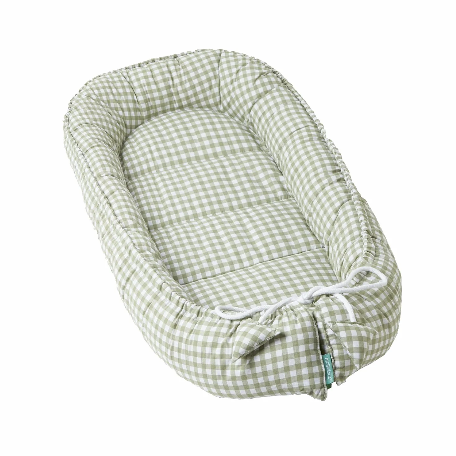 molis&co. Nido per bebè 90x50 cm Riduttore culla Co-sleeping Nest neonati Cotone Lettino portatile viaggio OEKO-TEX 100 Mint Tea