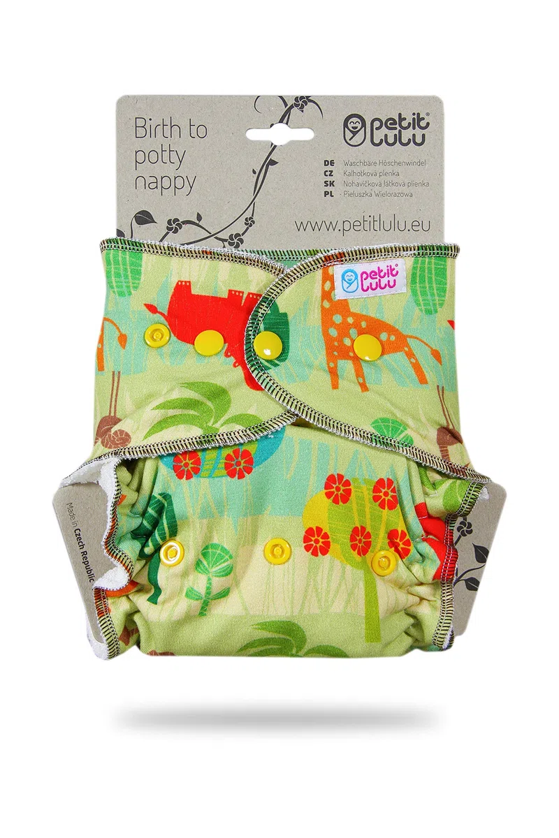 Petit Lulu pannolino di stoffa maxi-night noce in bambù | Snaps | Riutilizzabile e lavabile | Pannolino di stoffa | Mutandina di stoffa | Prodotto in Europa (Savanna)